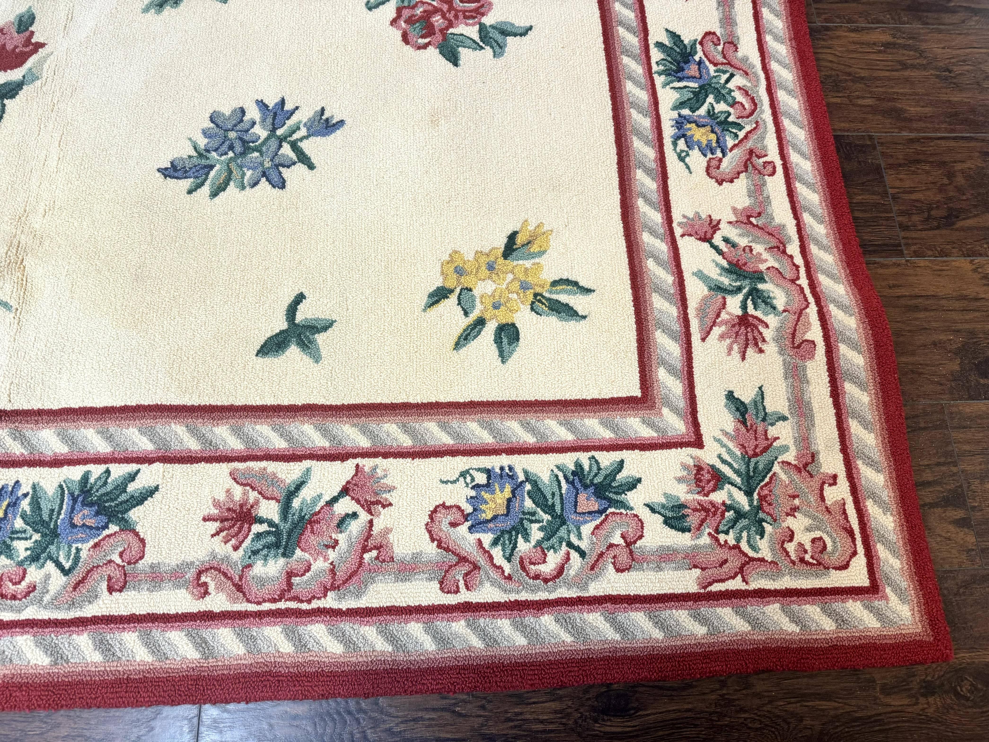 Stark Rug 10x14, Vintage Stark Carpet, Ivory, Floral, Wool, Large - Jewel Rugs