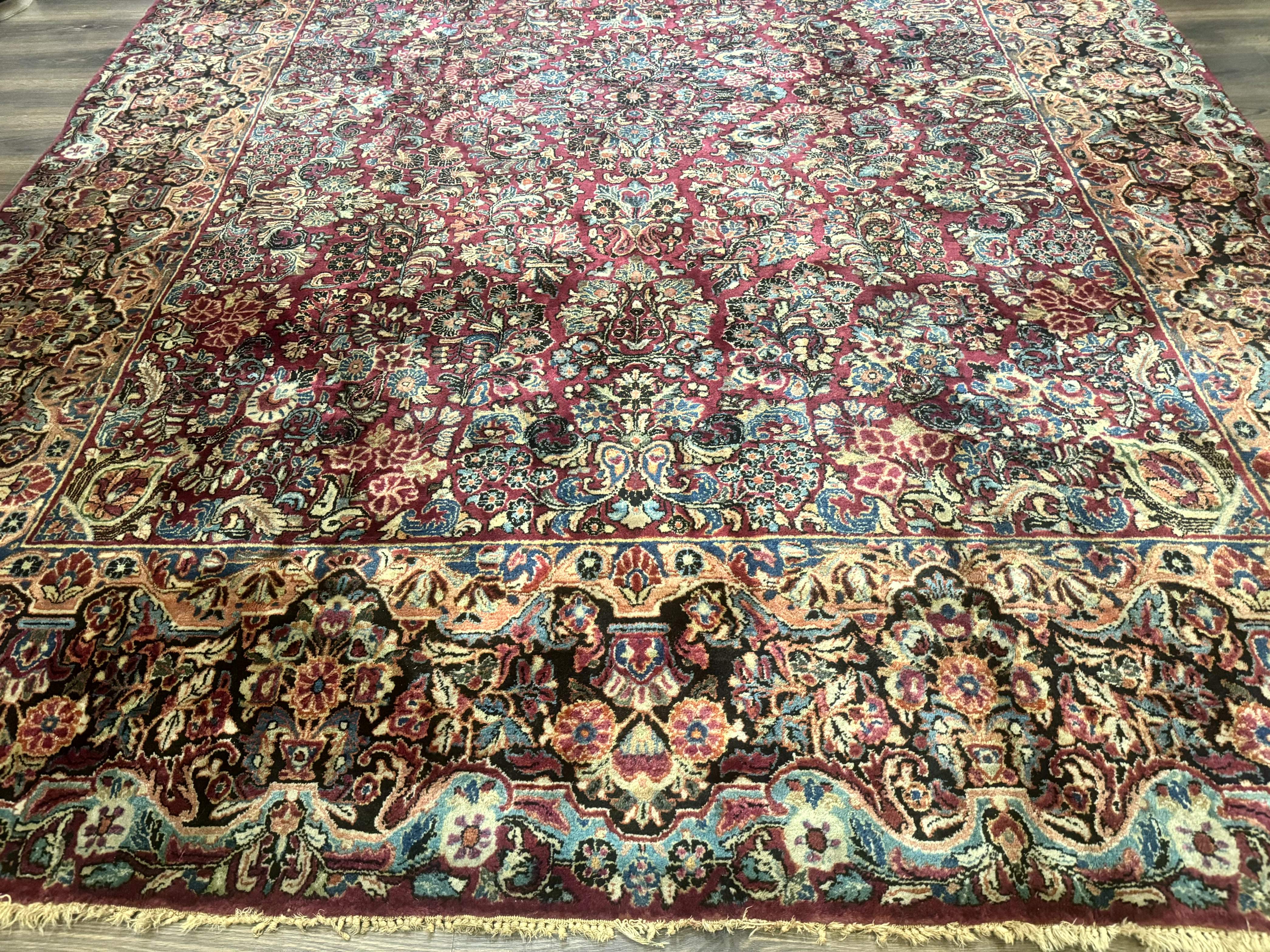 Antique Persian Sarouk Rug 9x12, Red, Floral Allover - Jewel Rugs