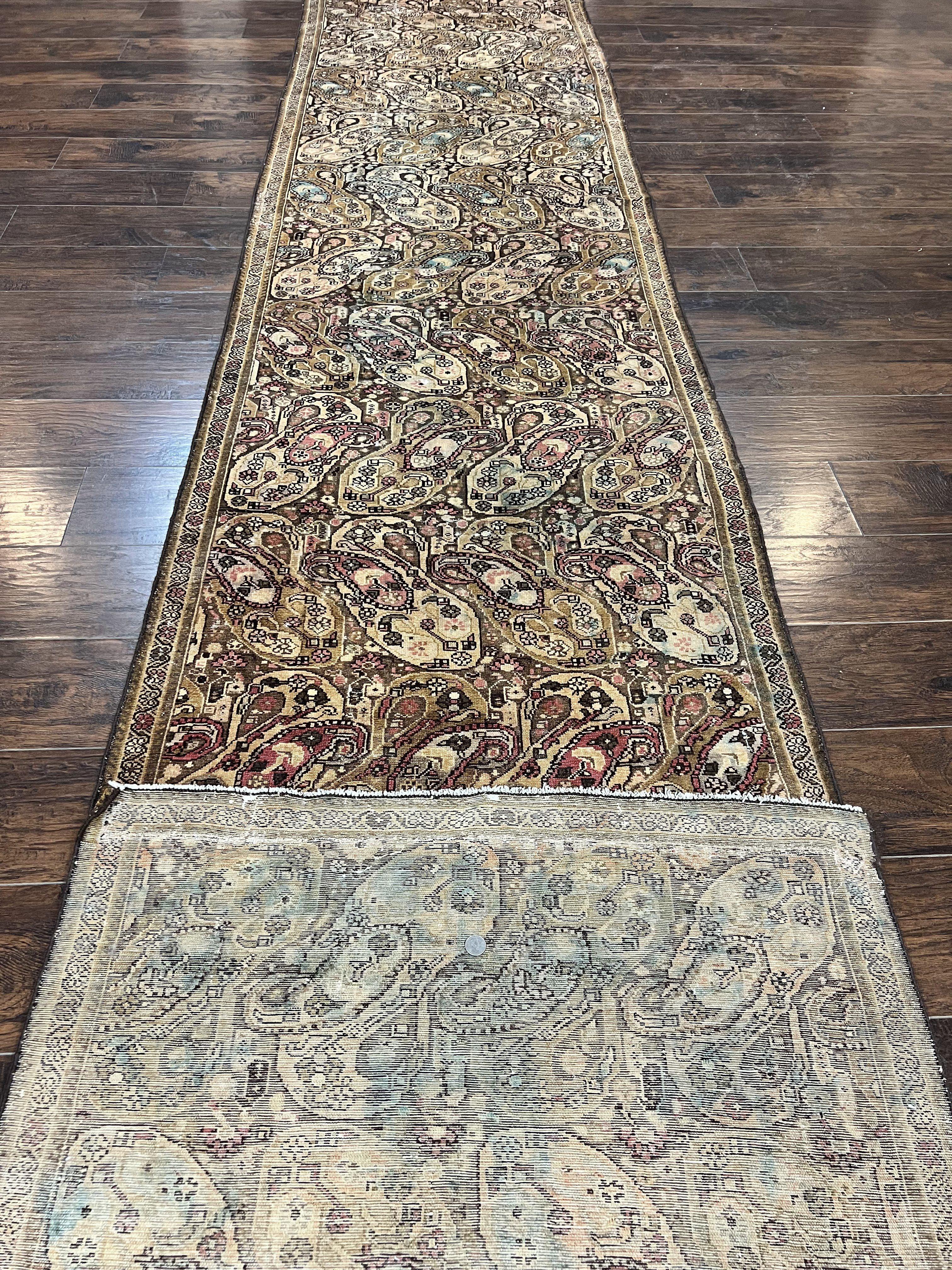 Antique Persian Malayer Runner Rug 3x16, Repeated Boteh Paisley Design, Rare Rug, 1920s Antique Oriental Carpet, Wool Handmade Hand Knotted 3 x 16 ft Rug - Jewel Rugs