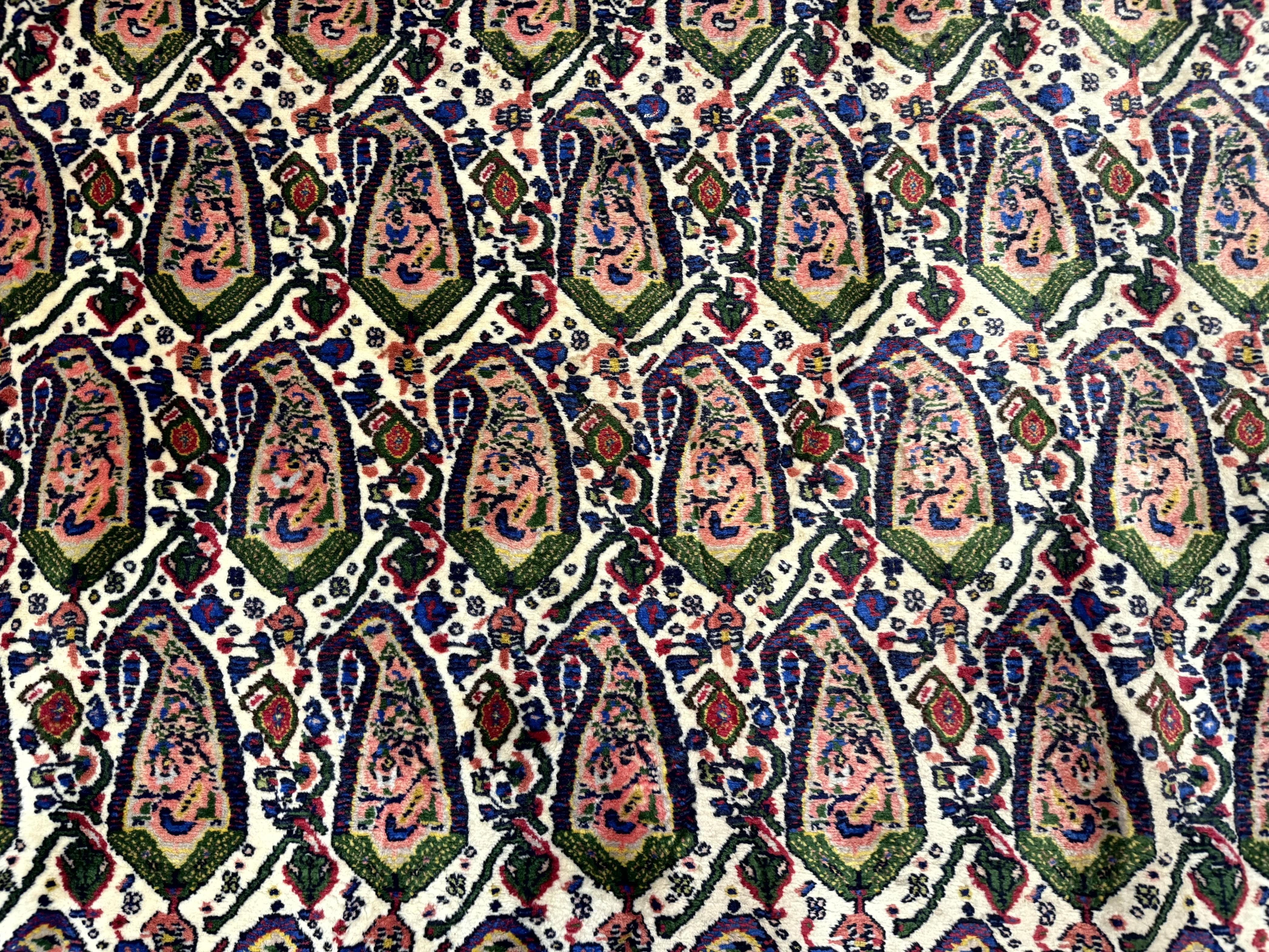 Persian Rug 8x11, Boteh Design, Repeated Paisleys, Persian Kurdish Rug, Bird Pictorials, Rare Antique Persian Kurdish Sannadaji Carpet - Jewel Rugs