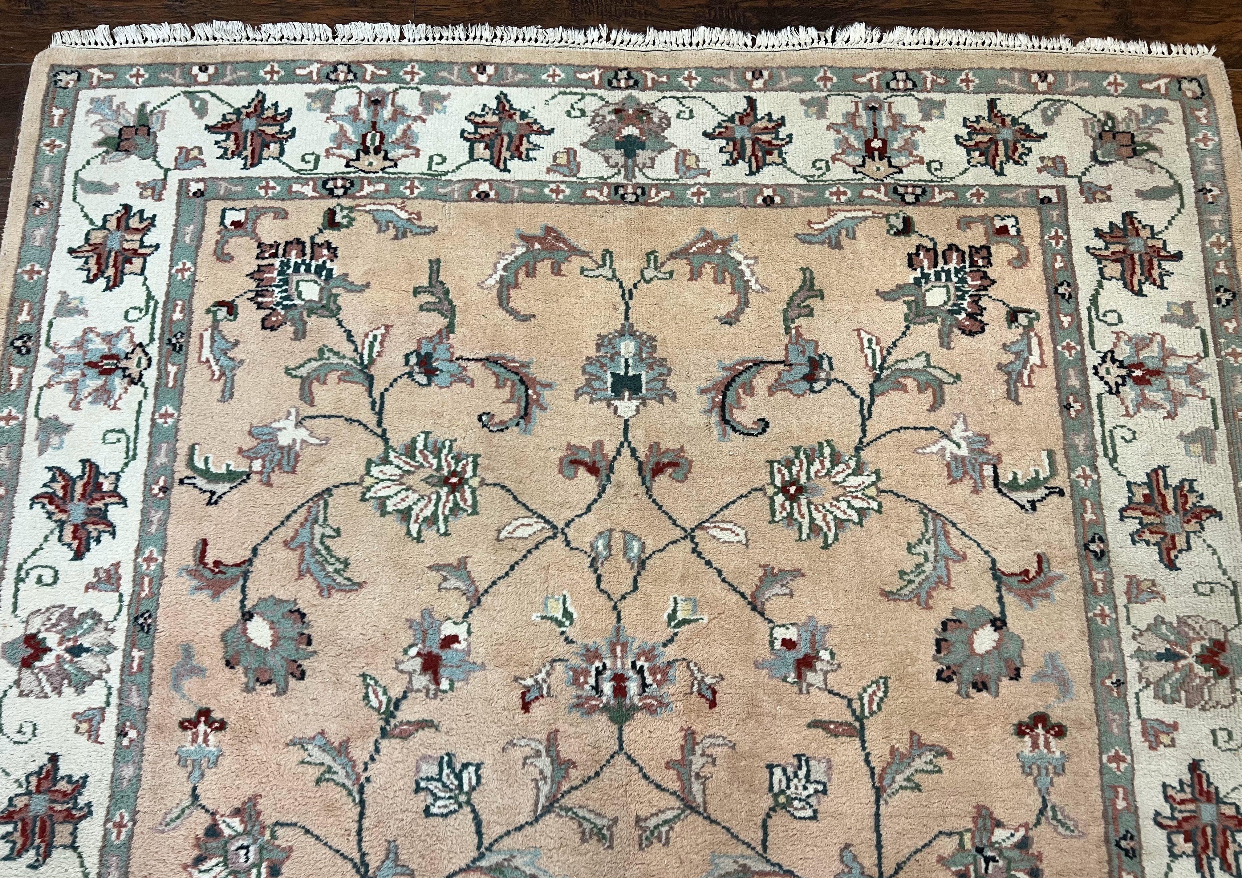 Indo Persian Rug 6x9, Handmade Vintage Wool Carpet, Floral Allover - Jewel Rugs