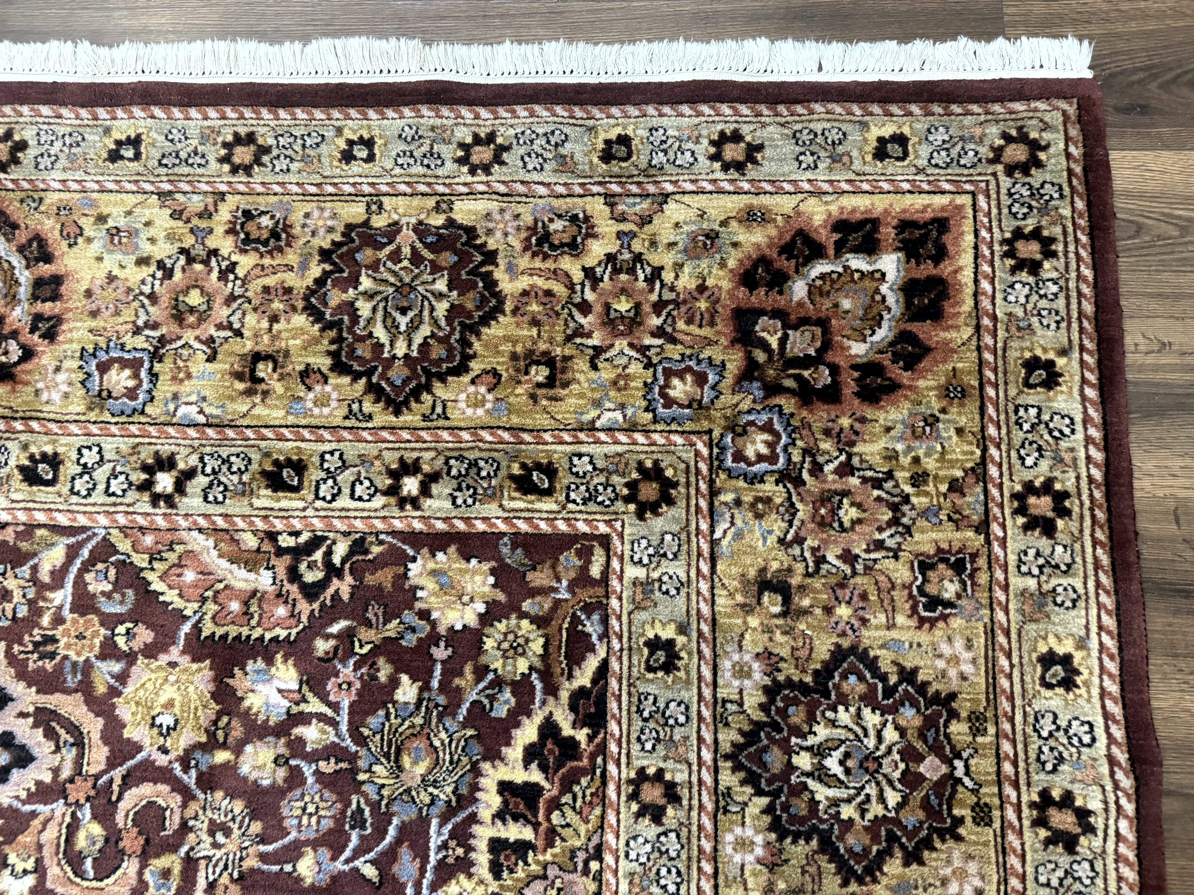 Indo Persian Rug 8x11, Eggplant & Tan, Allover Pattern, Wool Couristan Handmade Rug - Jewel Rugs