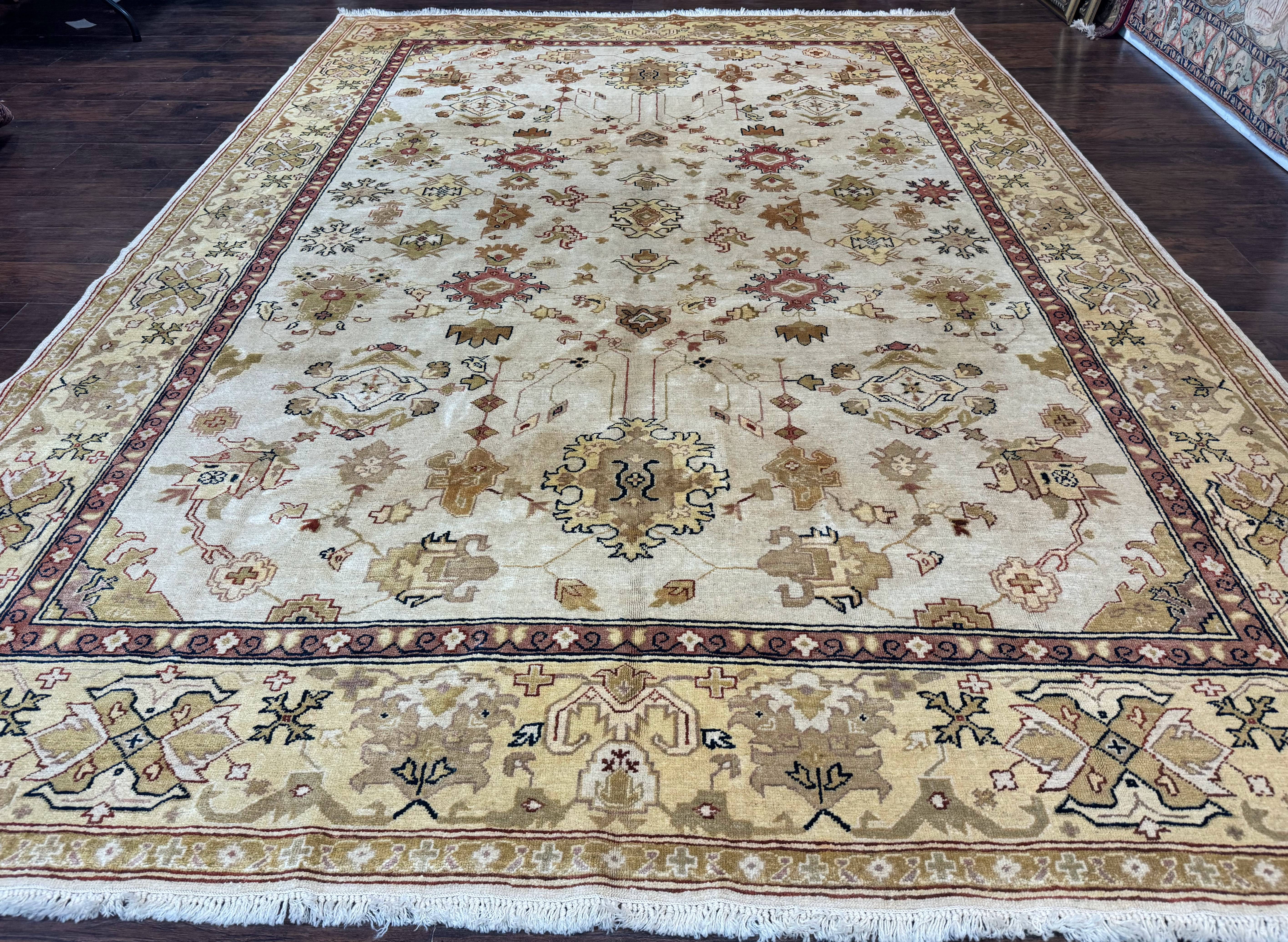 Turkish Oushak Rug 9x12, Oat Color, Wool Carpet - Jewel Rugs