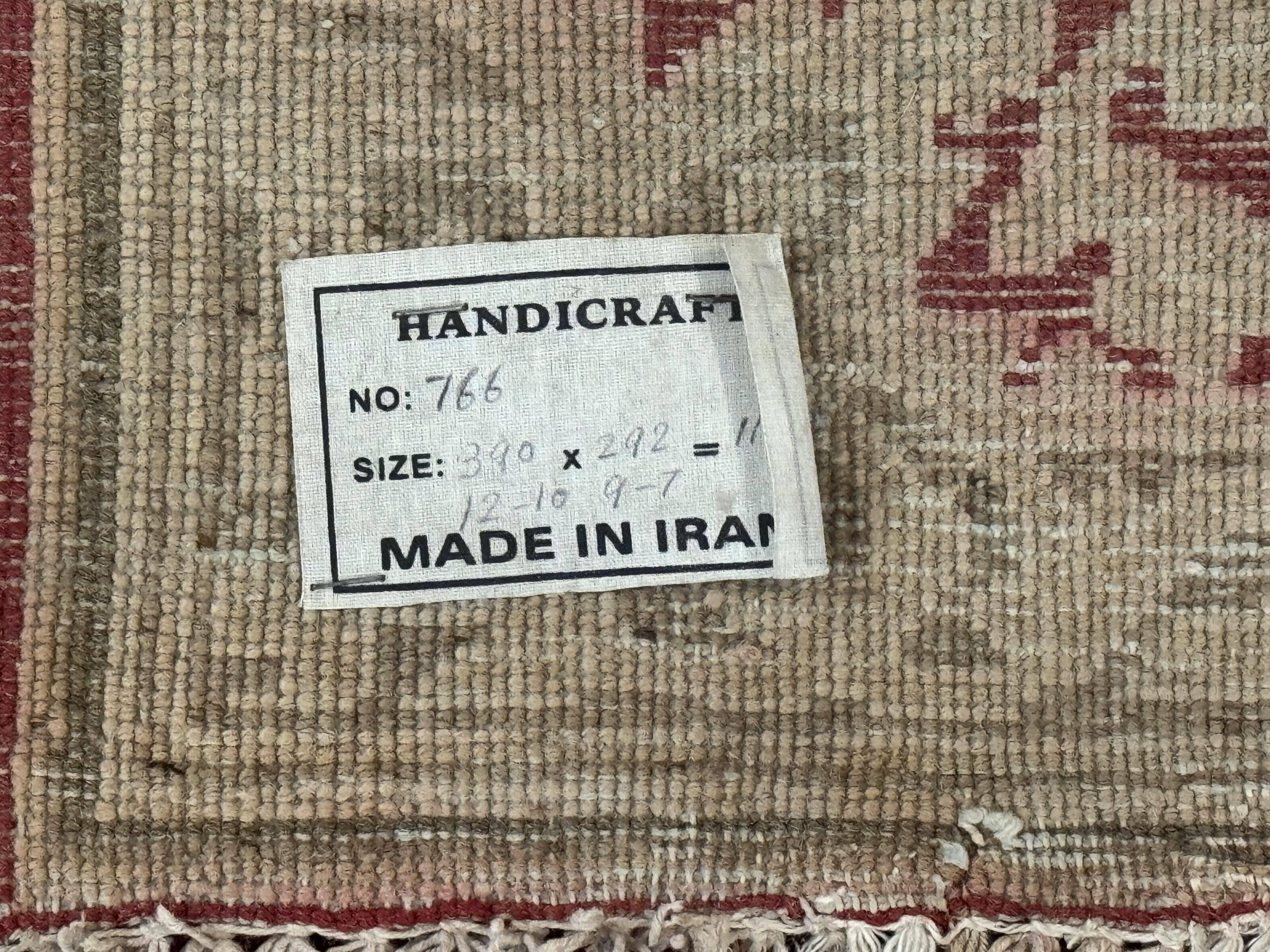 Large Persian Kerman Rug 10x13, Semi Open Field, Red Blue Tan, Handmade Persian Carpet, Antique - Jewel Rugs