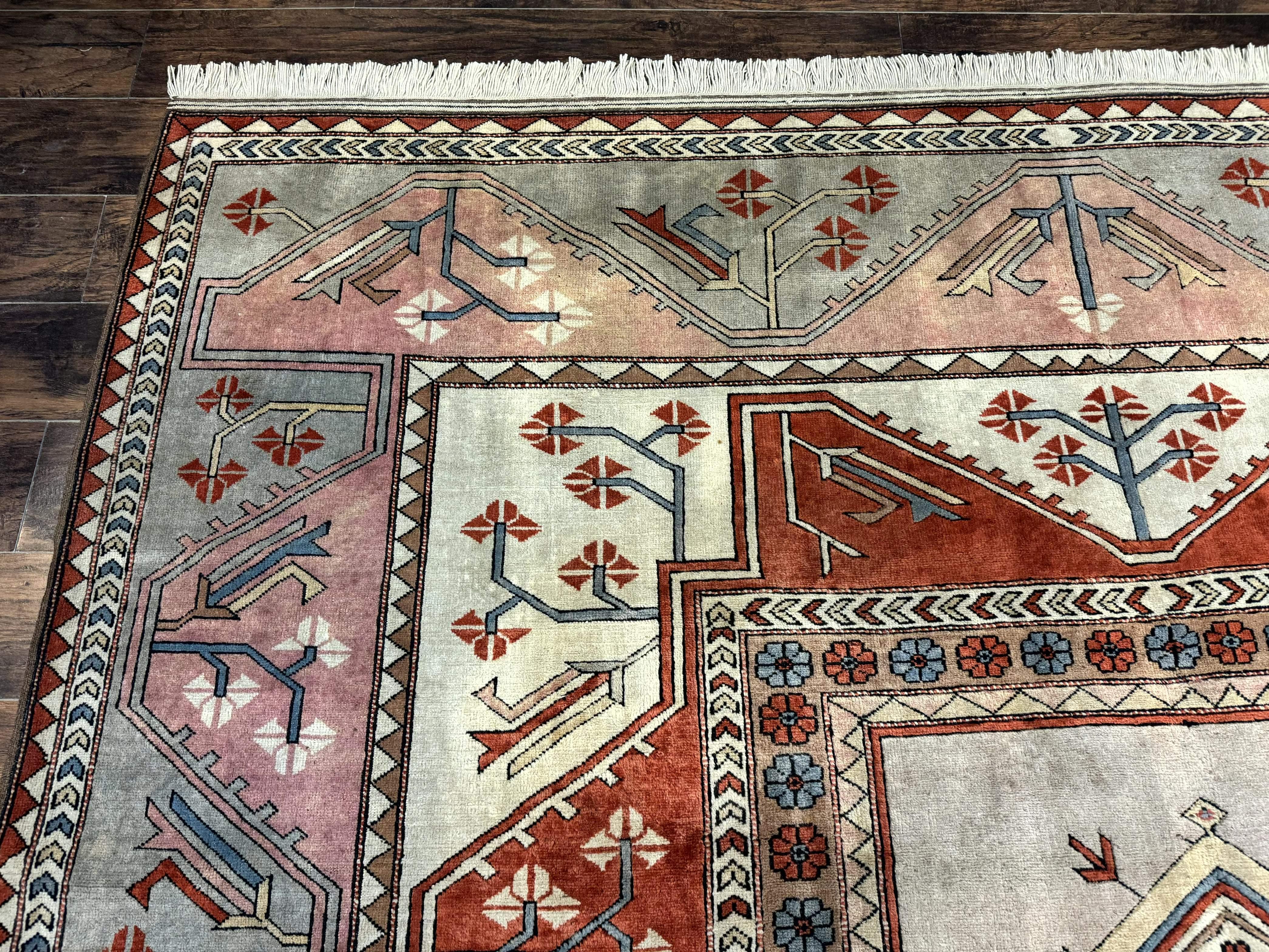 Large Turkish Milas Rug 10x13, Gray, Vintage, Wool on Wool - Jewel Rugs