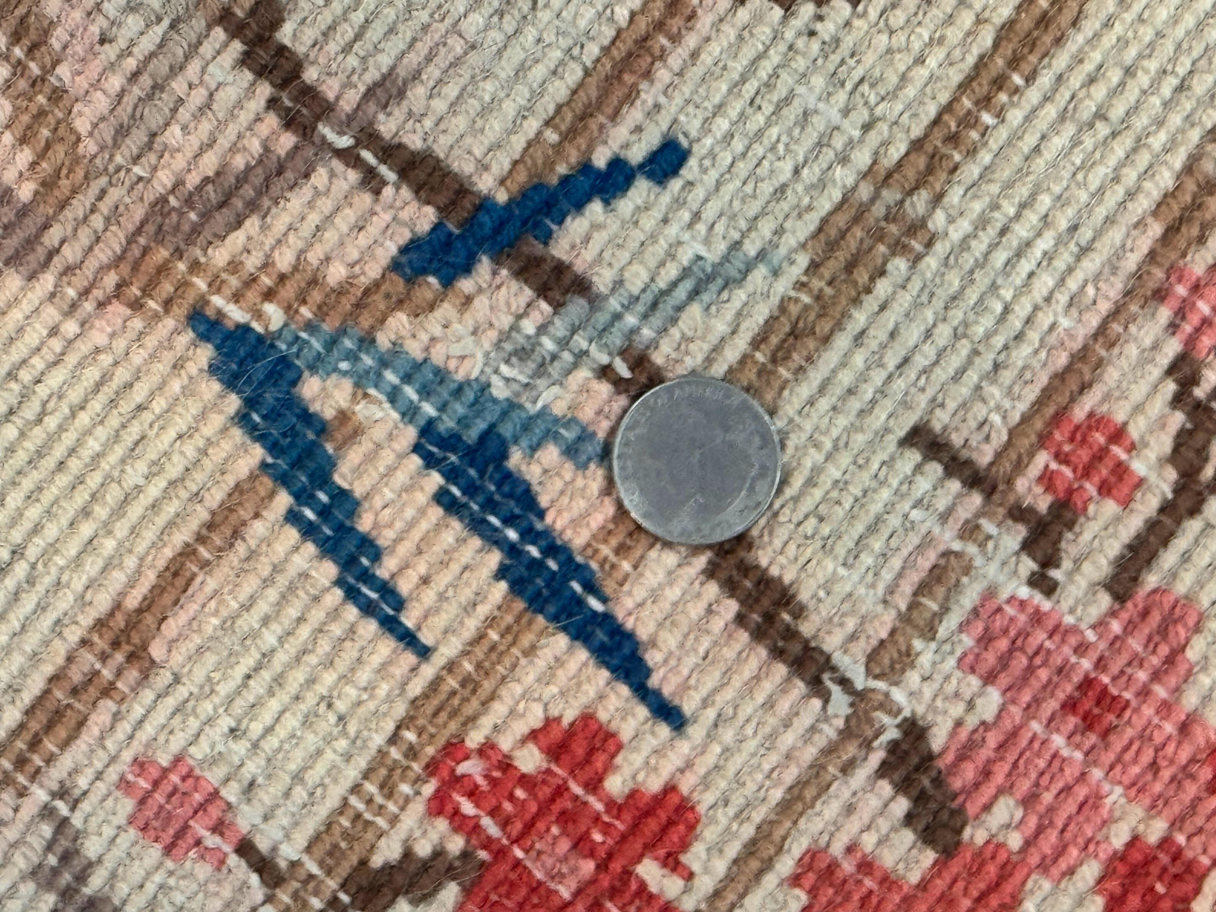 Antique Chinese Oval Rug 3.9 x 6.7, Floral, Butterflies, Chinese Wool Art Deco Peking Carpet, Beige, Handmade - Jewel Rugs