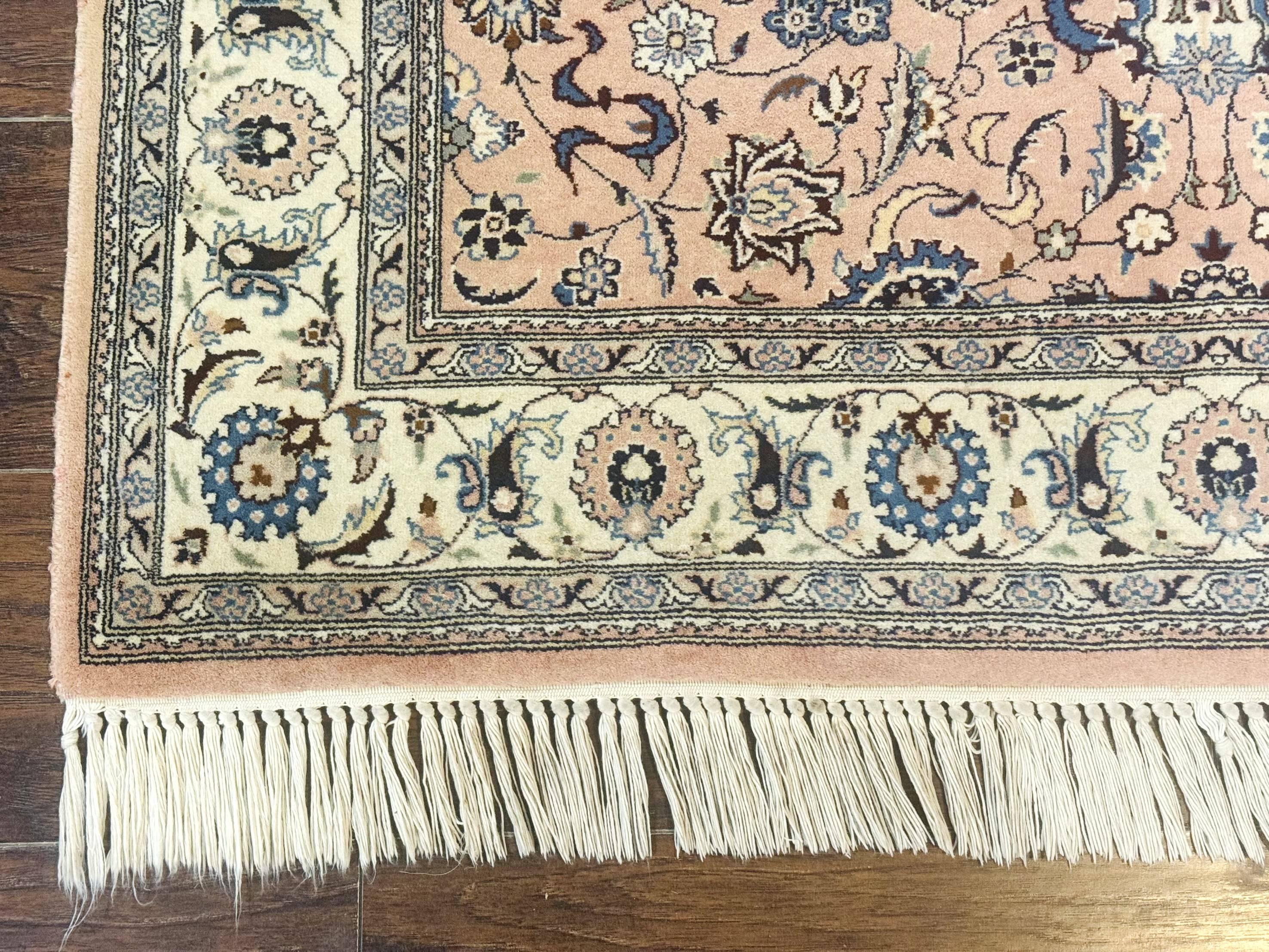 Pak Persian Rug 4x6, Pink and Cream, Very Fine 225 KPSI, Handmade Wool Oriental Carpet - Jewel Rugs