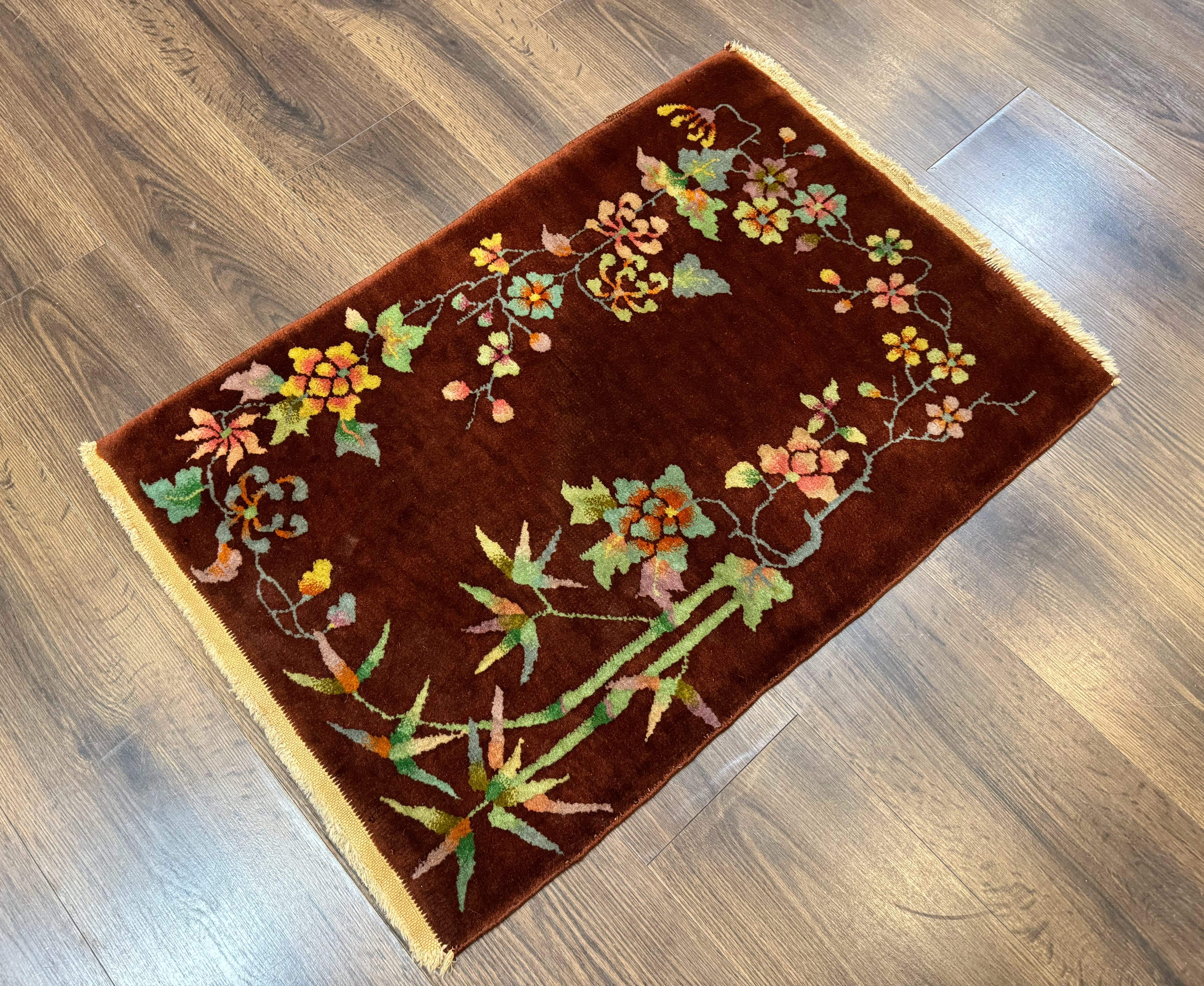 Small Chinese Art Deco Rug 2x3, Wool, Antique, Nichols - Jewel Rugs