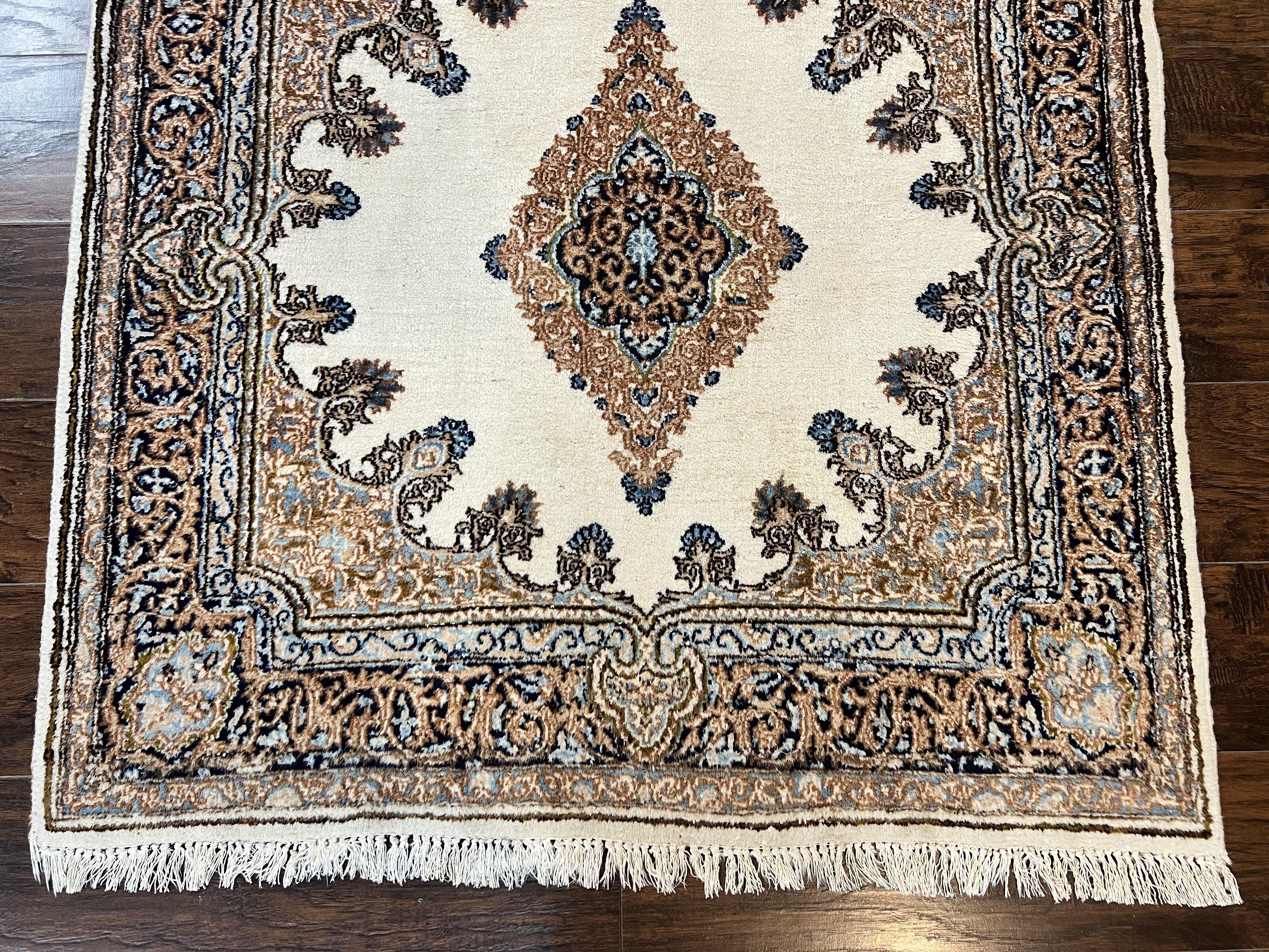 Square Persian Kirman Rug 4x4, Semi Open Field, Handmade - Jewel Rugs