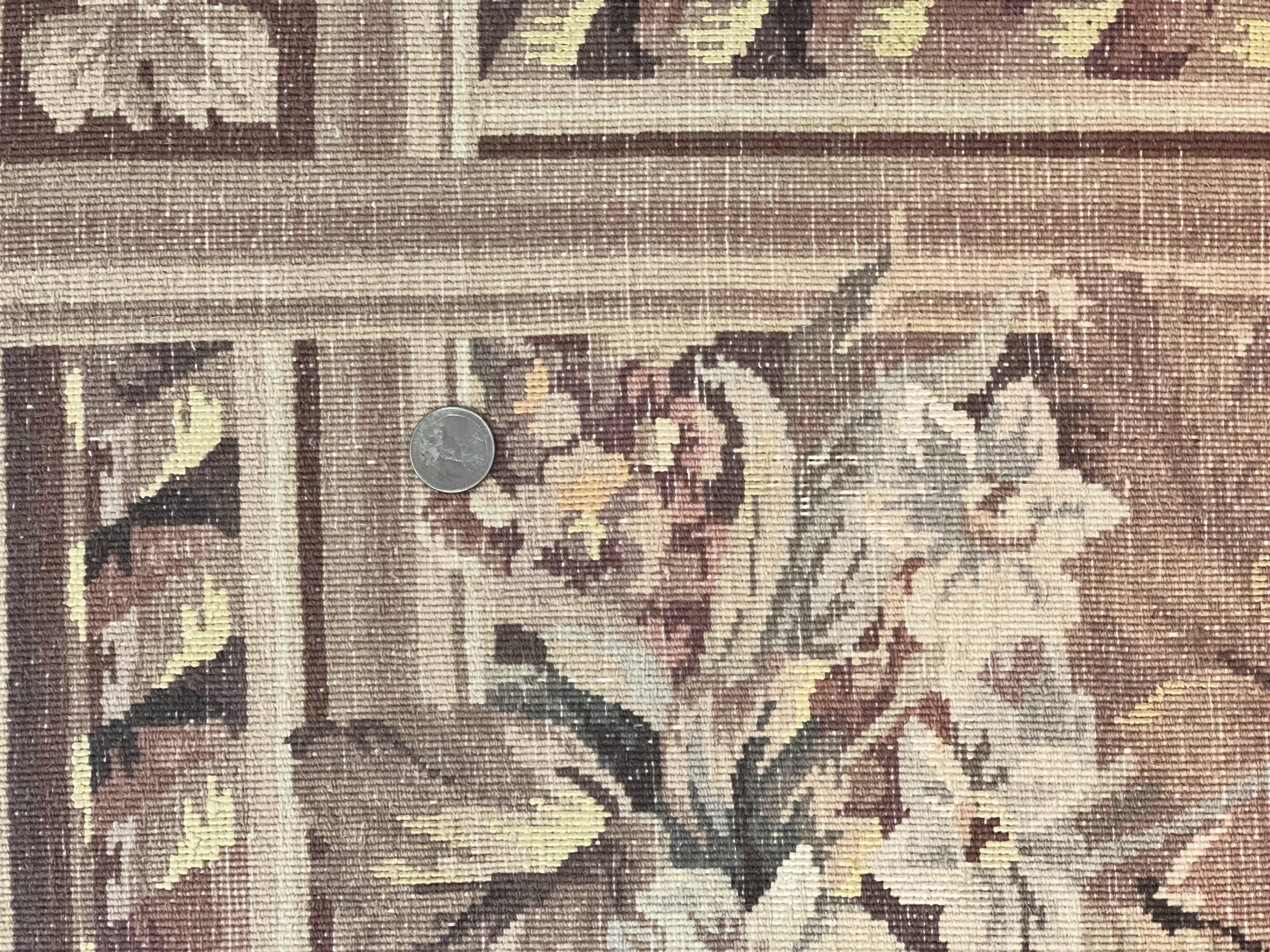 Aubusson Wool Rug 9x11, Wool with Silk Highlights, European Design, Vintage, Handmade, Floral, Fine 210 KPSI - Jewel Rugs