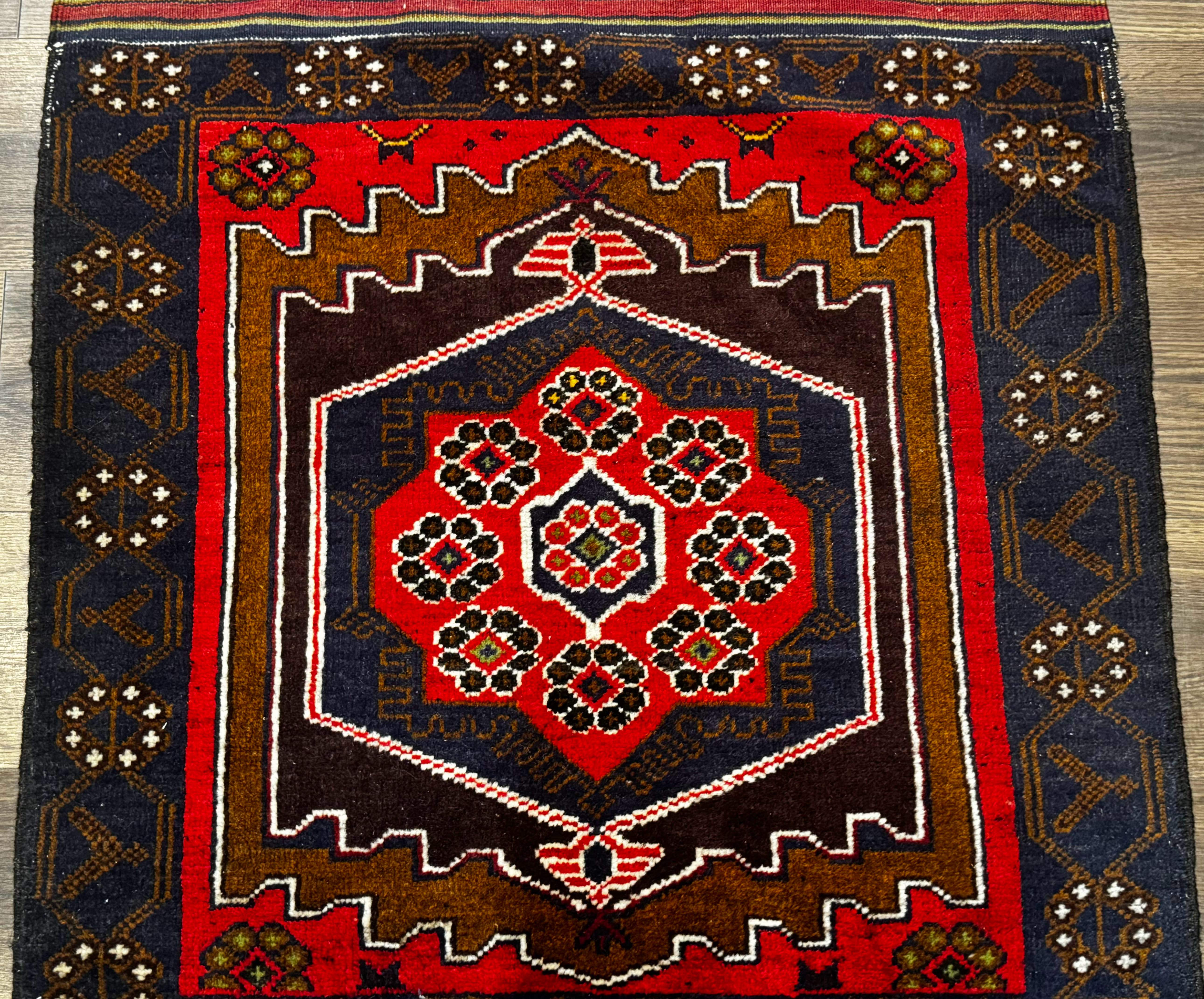 Afghan Rug 3x5, Tribal, Navy Blue, Wool, Handmade, Geometric, Rustic - Jewel Rugs