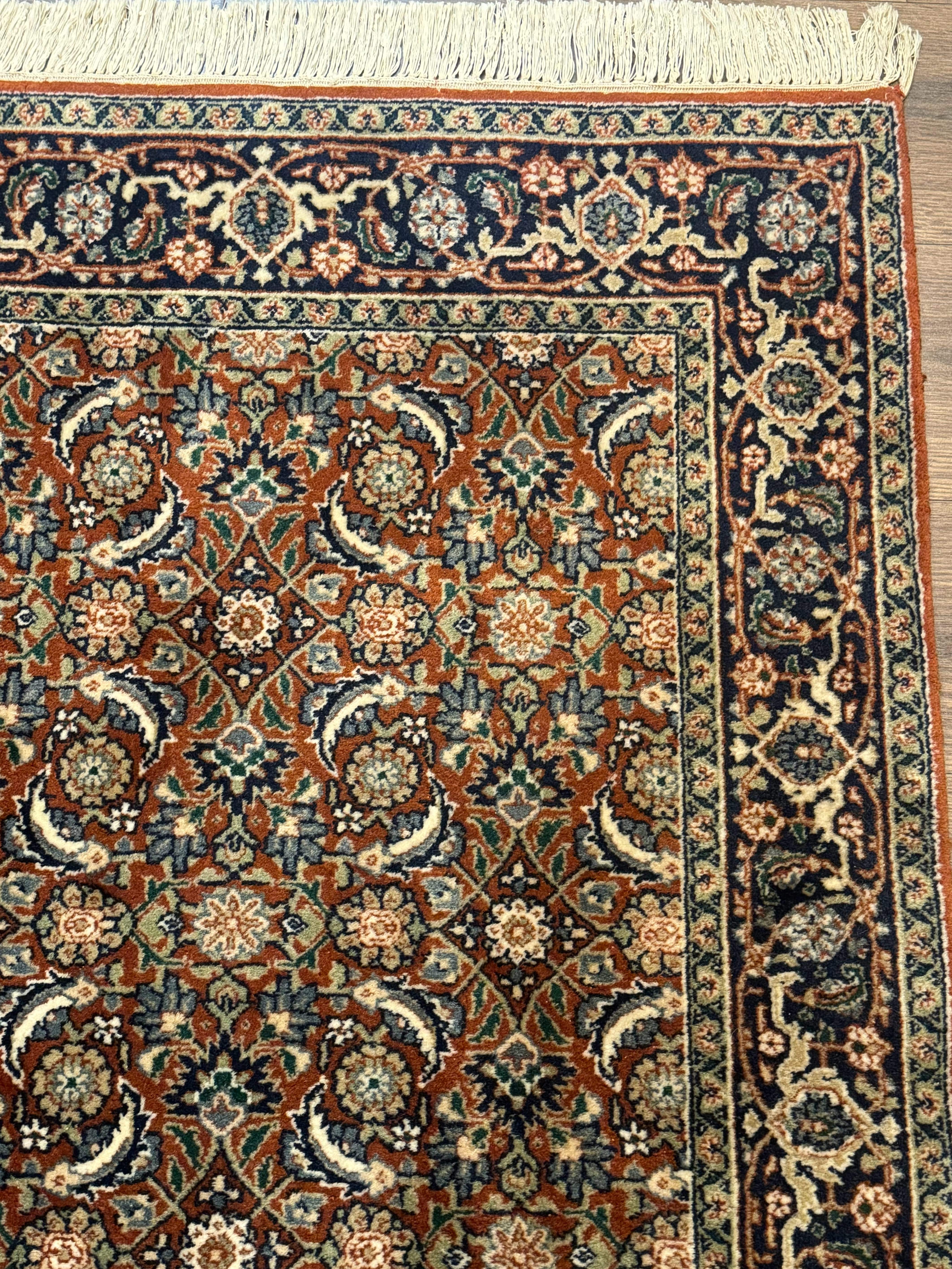 Indo Persian Bijar Rug 3x5, Red and Navy Blue, Allover Pattern, Fine Hand Knotted Wool Carpet - Jewel Rugs