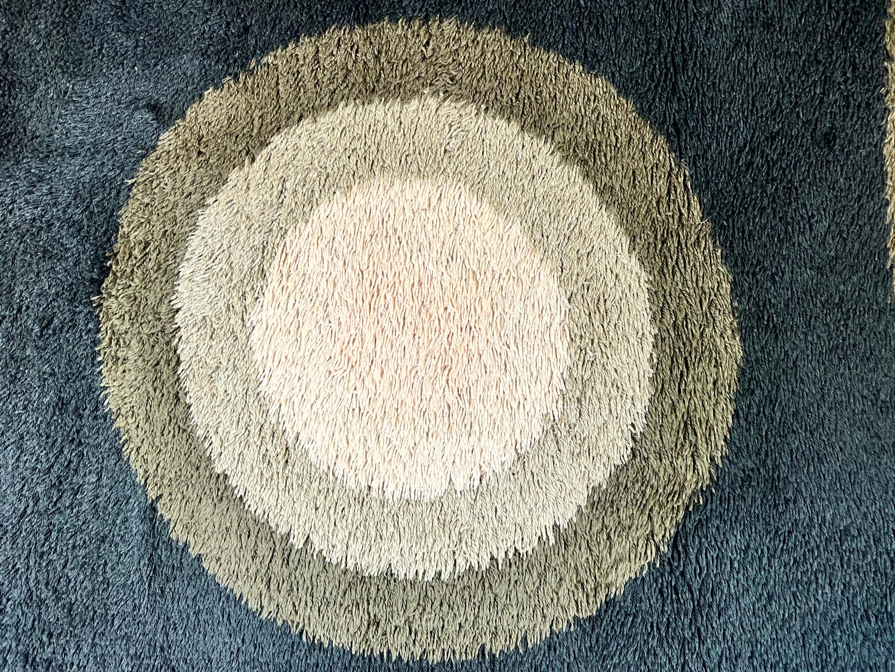 Danish Rya Shag Rug 4x6, Green, Abstract Design, EGE Rya, Vintage Retro Carpet, Mid Century Rya - Jewel Rugs