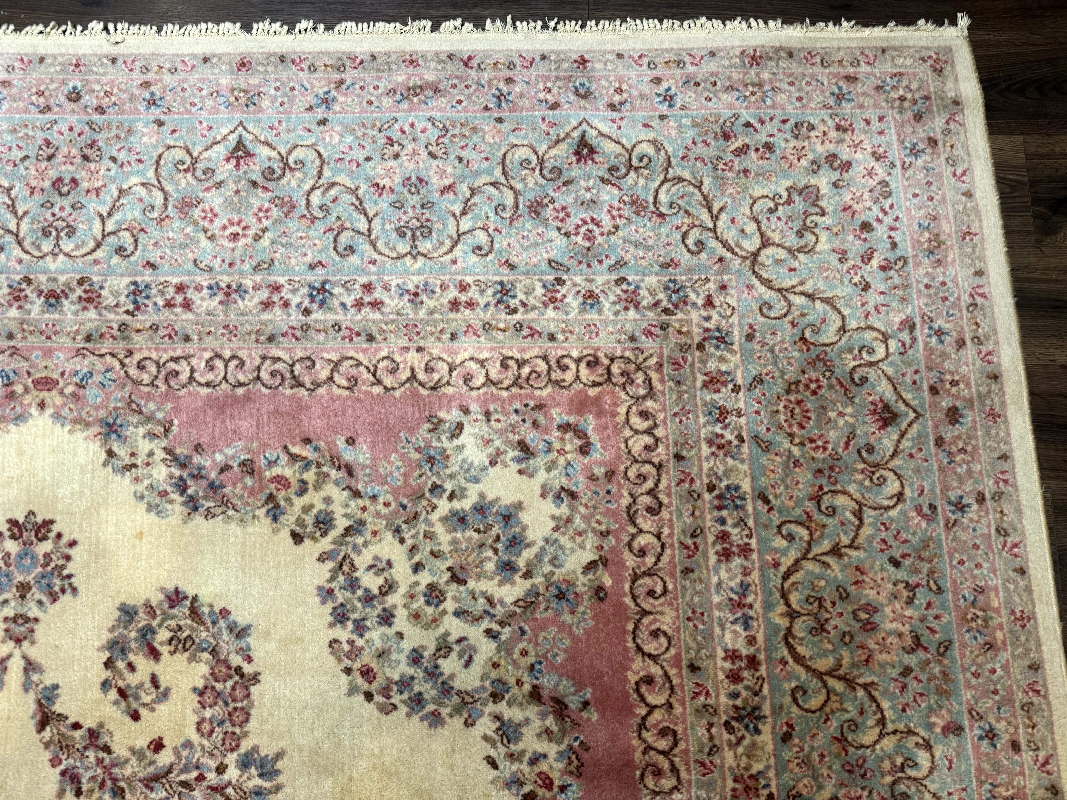 10x14 Karastan Kirman Rug #784 Pastel Ivory Kirman Medallion, Wool Antique Original 700 Series - Jewel Rugs