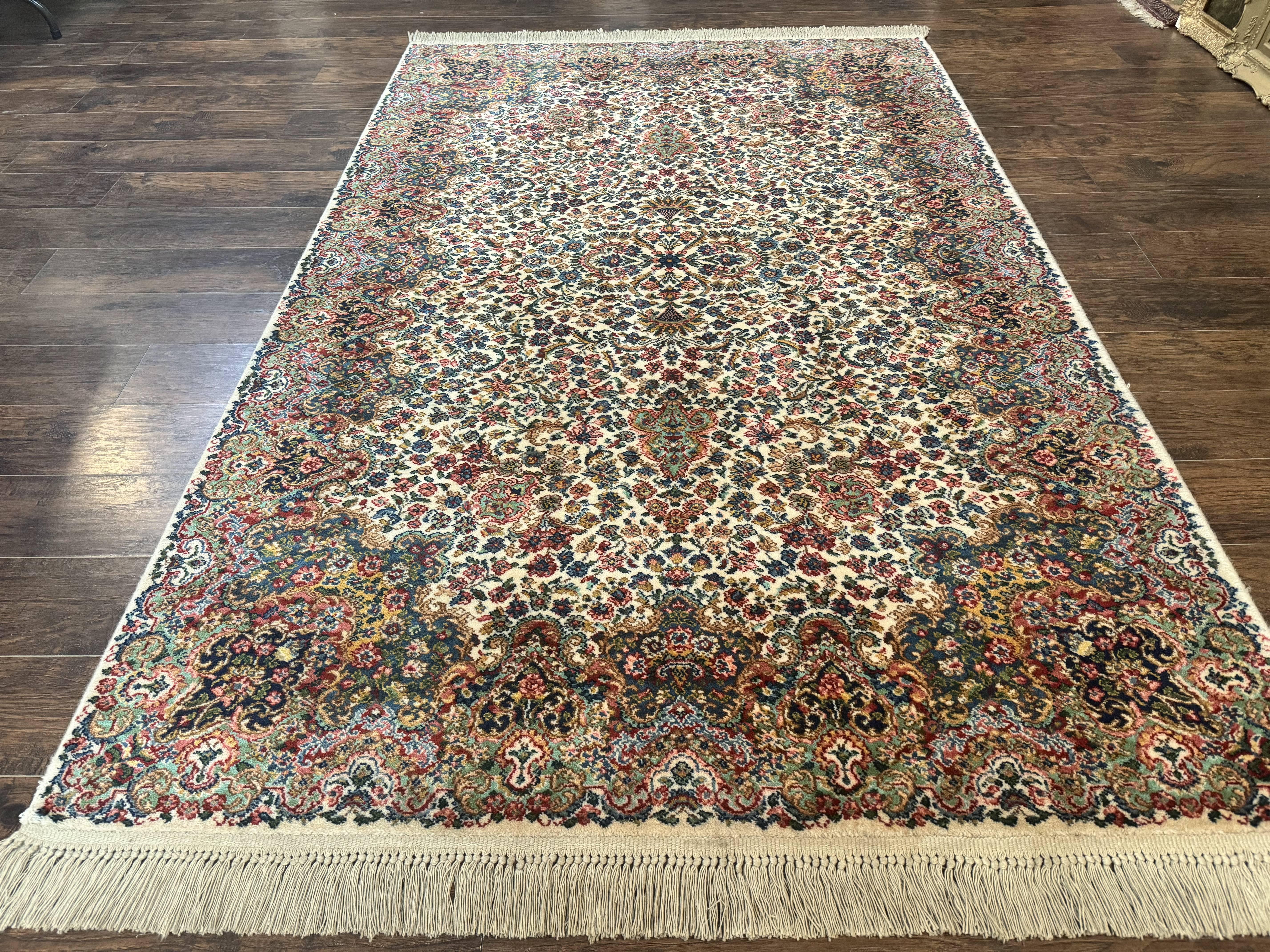Karastan Floral Kirman Rug #742, Wool Karastan Carpet 5.9 x 9, Original Collection 700 Series, Vintage Discontinued - Jewel Rugs