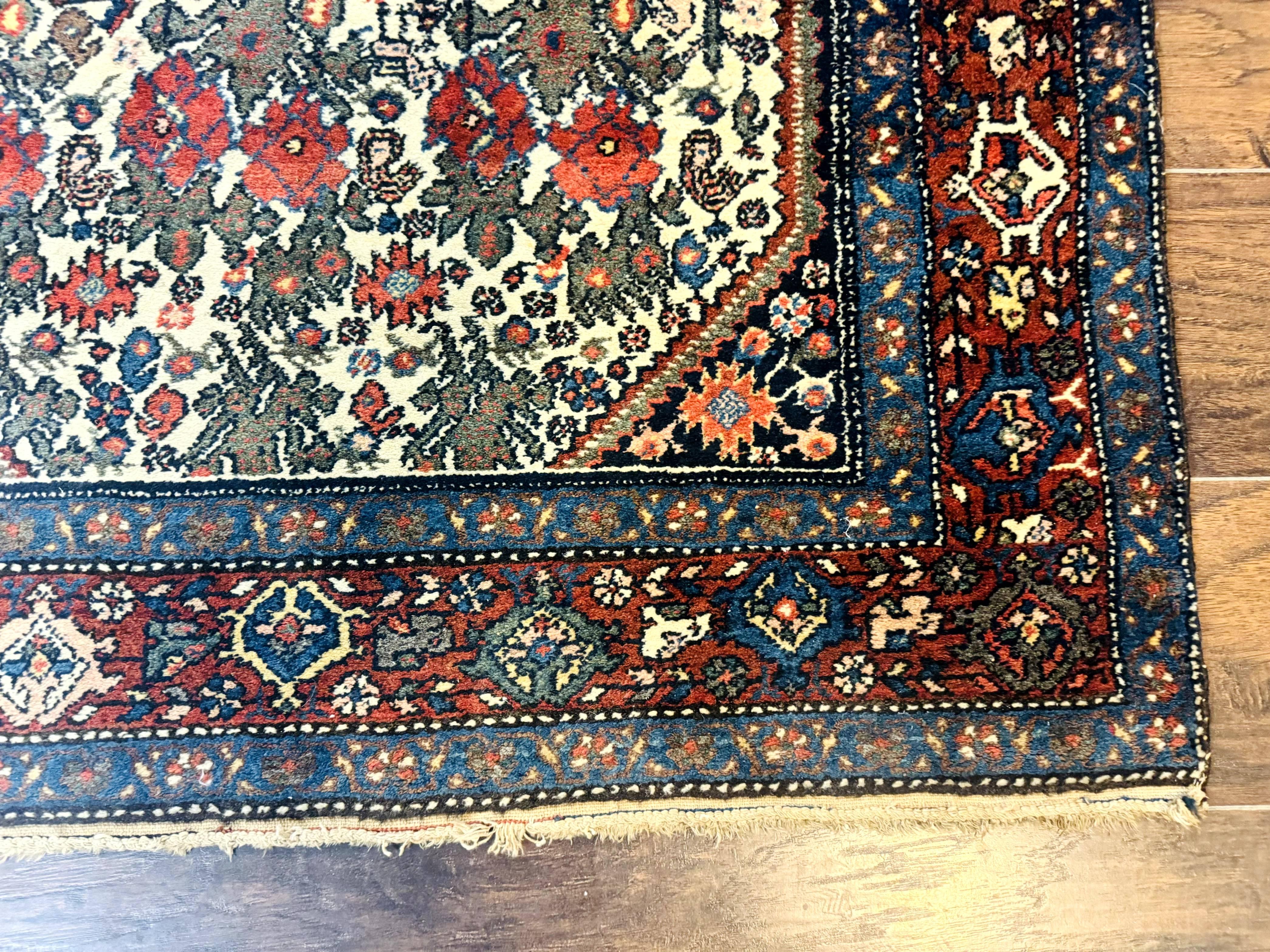 Persian Tribal Rug 3x5, Antique Persian Carpet, Floral Roses, Handmade, Persian Zanjan Rug - Jewel Rugs