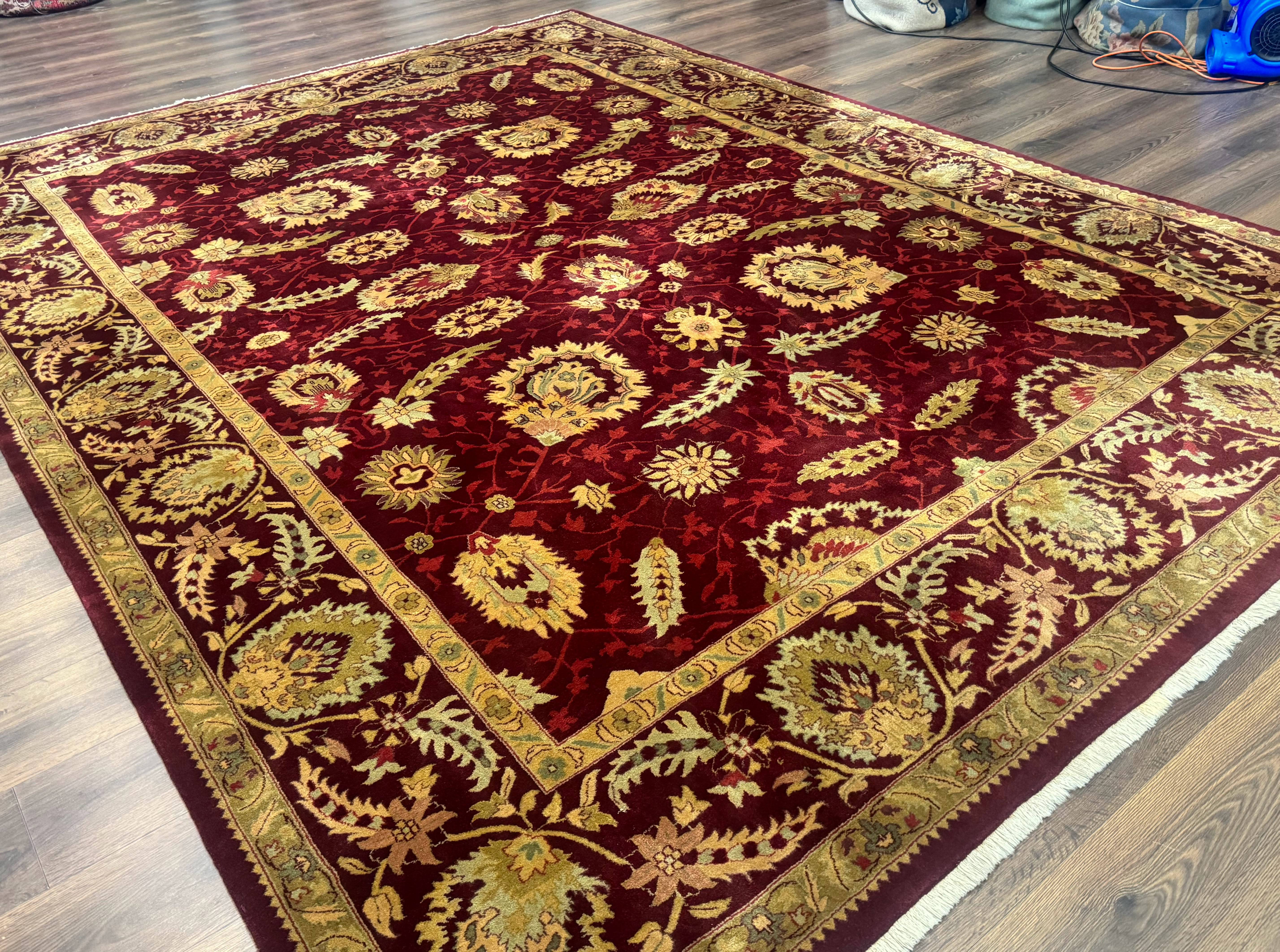 Indo Mahal Rug 9x12, Allover Pattern, Dark Red, Traditional Wool Area Rug - Jewel Rugs