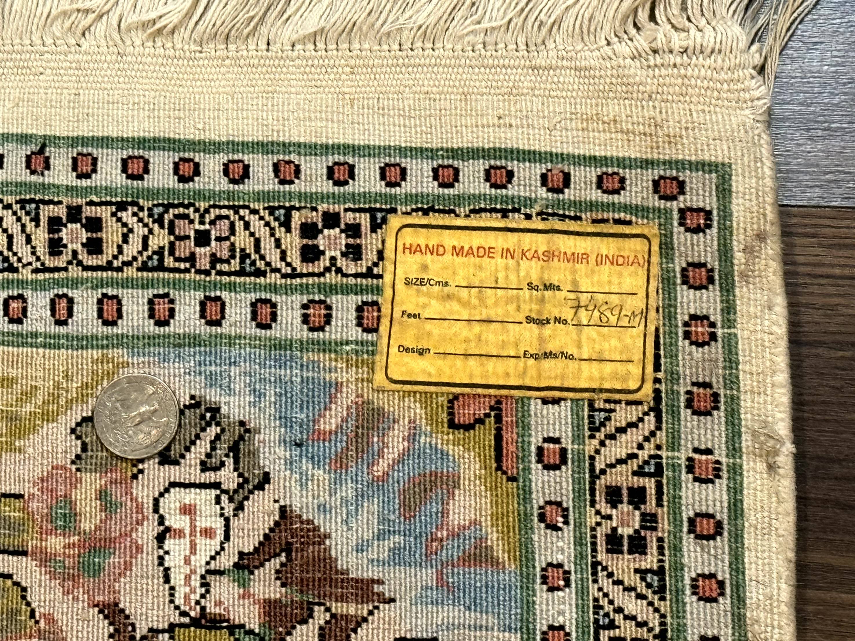 Indian Kashmiri Silk Rug 4x7, Tree of Life Design, Very Fine 380 KPSI, Birds - Jewel Rugs