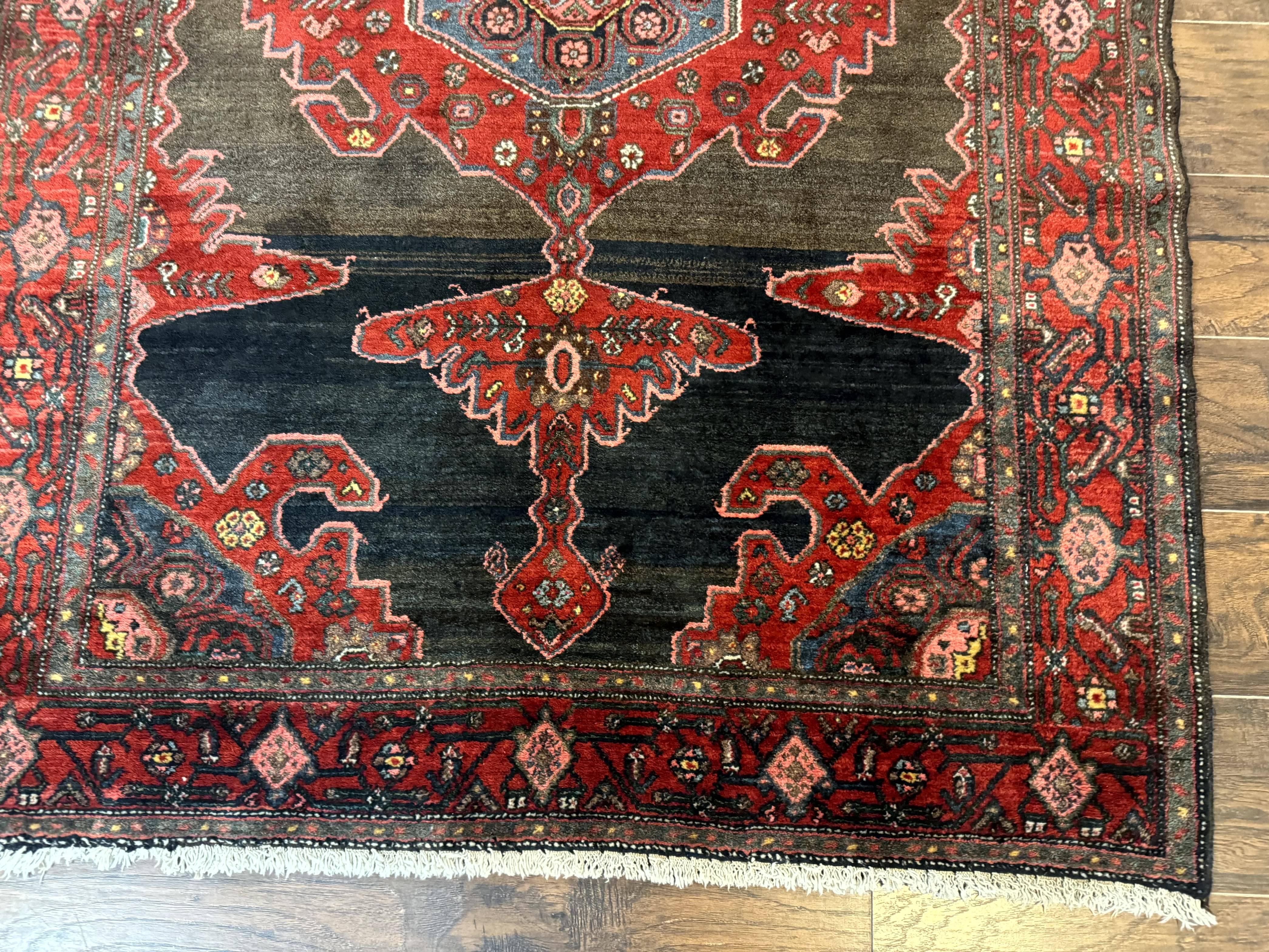 Antique Persian Tribal Rug 5x7, Geometric Wool Carpet, Kurdish Senneh Rug - Jewel Rugs