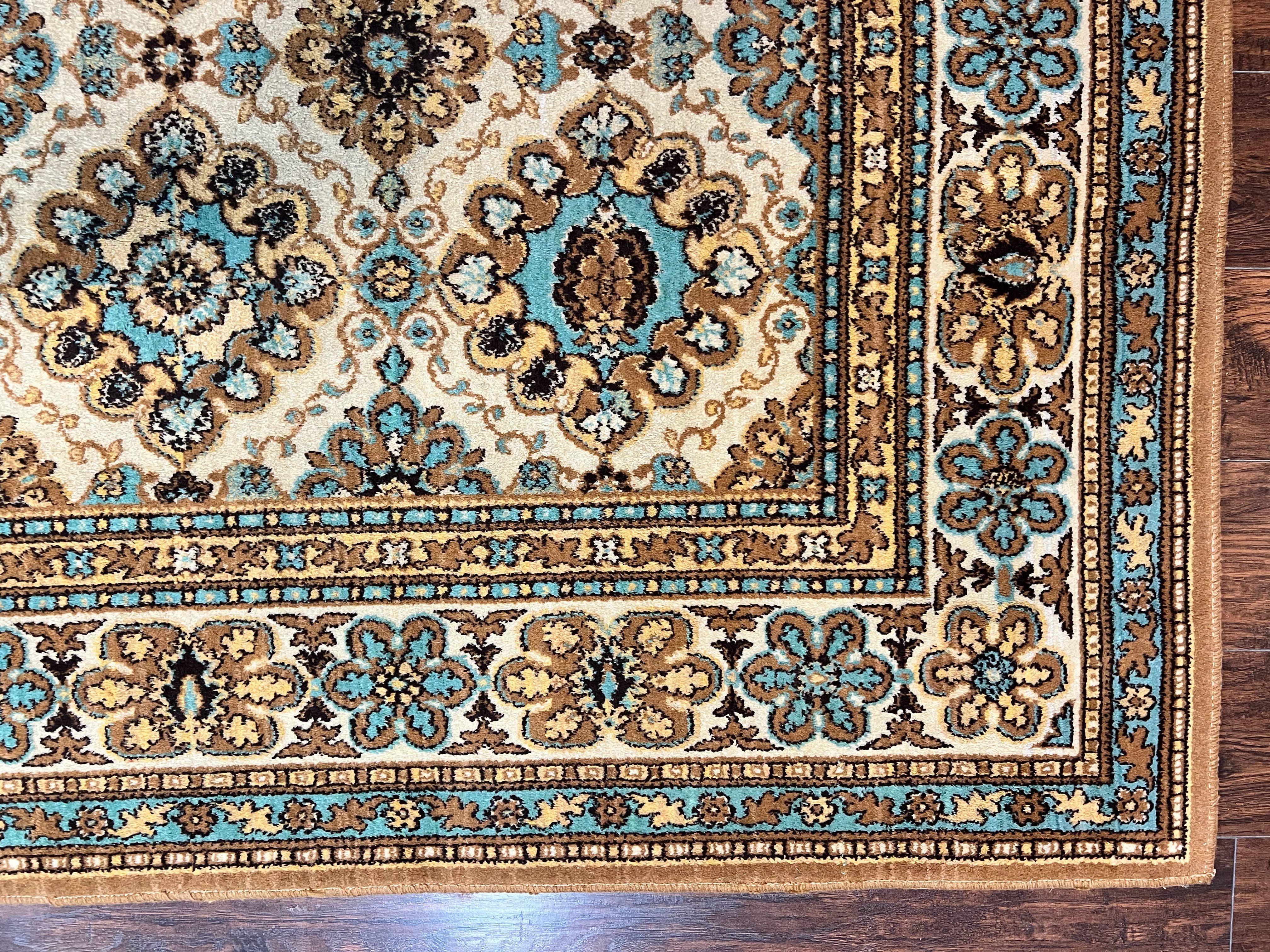 Belgium Power Loomed Rug 10x13, Colorful Multicolor Cream Red Blue, Wool, Large Area Rug, Vintage, Room Sized Carpet - Jewel Rugs