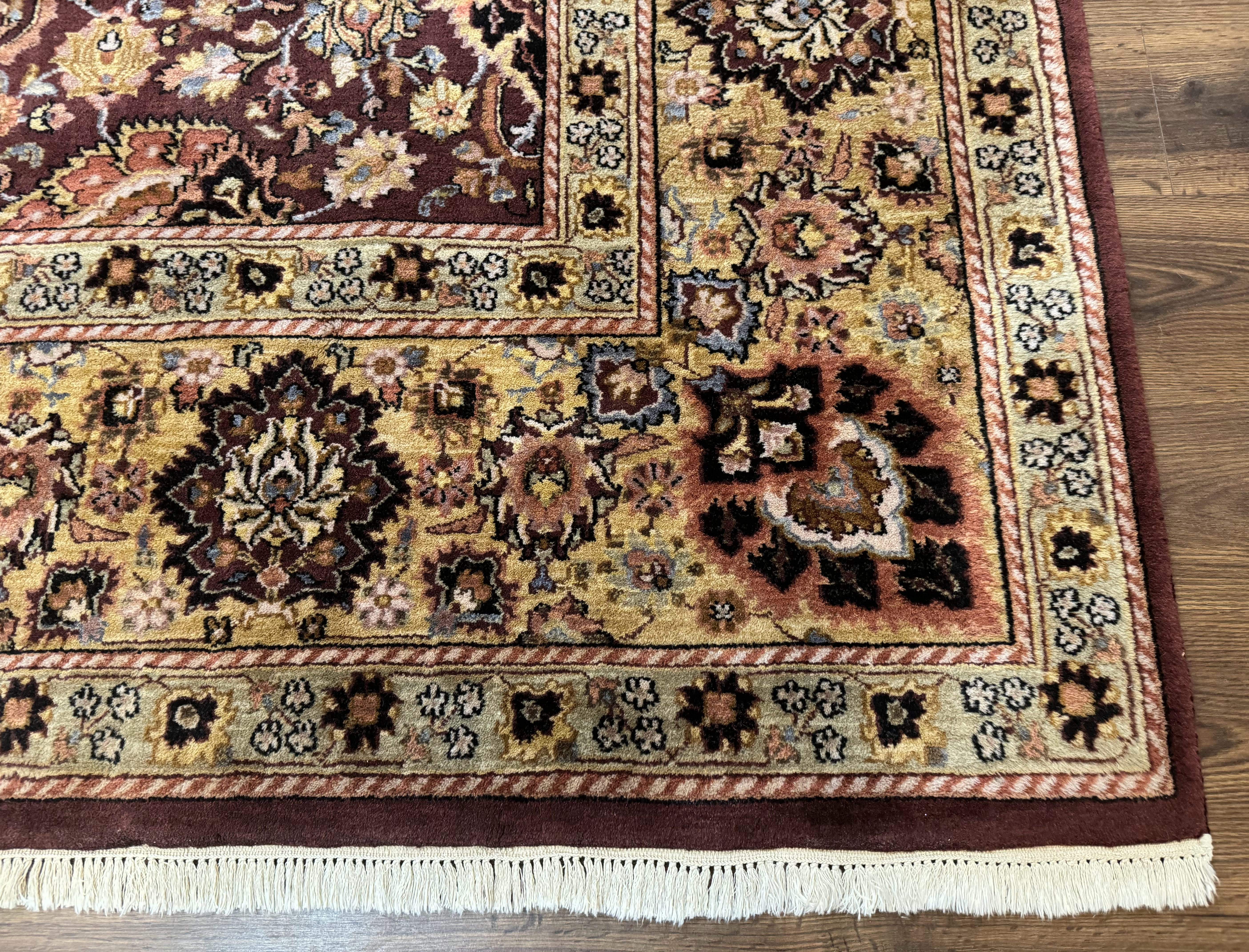 Indo Persian Rug 8x11, Eggplant & Tan, Allover Pattern, Wool Couristan Handmade Rug - Jewel Rugs