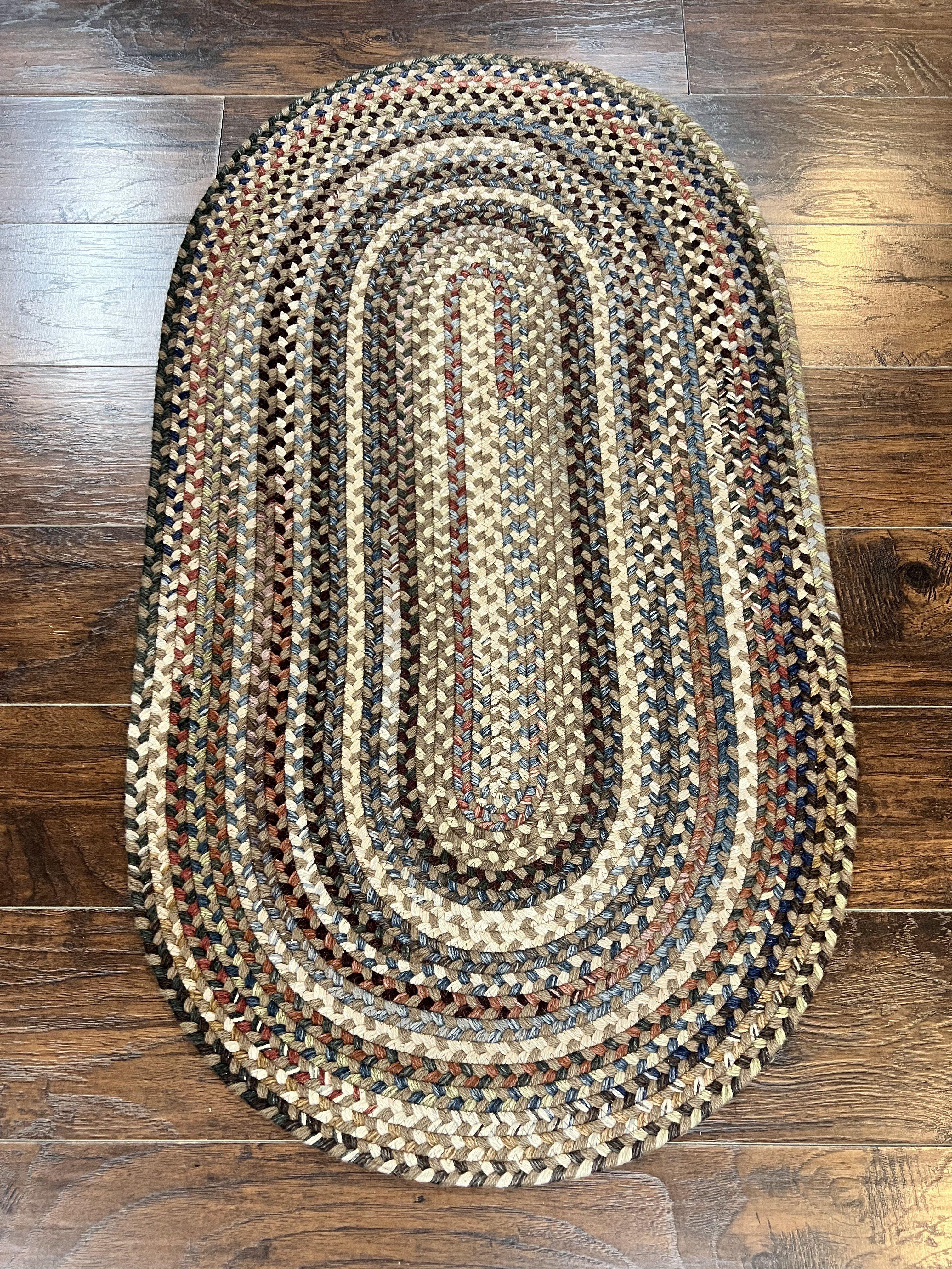 Oval Braided Rug 2x4, Multicolor Oval Rug, Hand Woven, Vintage Wool Handmade Braided Rug, Small American Braided Rug - Jewel Rugs