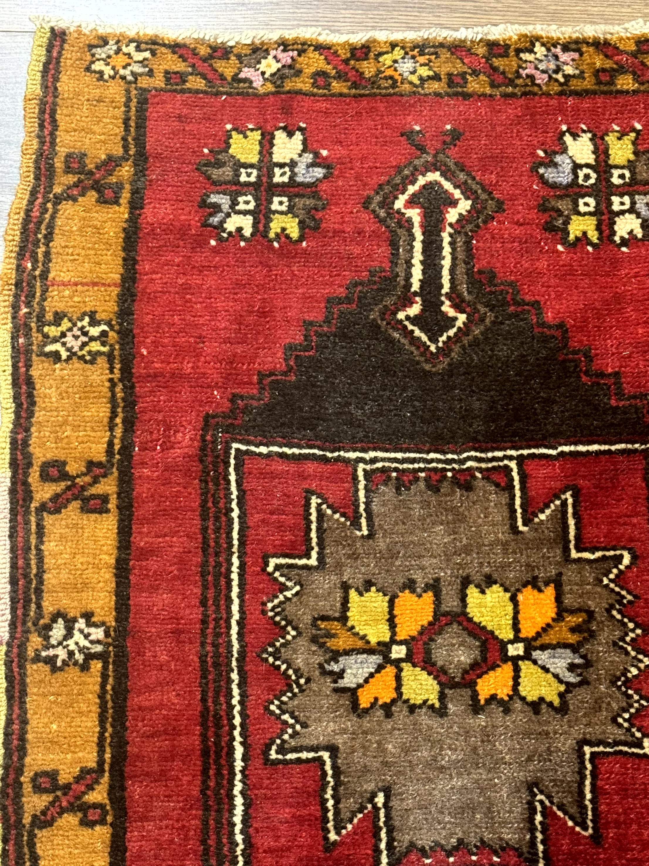 Turkish Yastik Rug 2x3, Geometric Medallion, Small Turkish Wool Rug, Red - Jewel Rugs