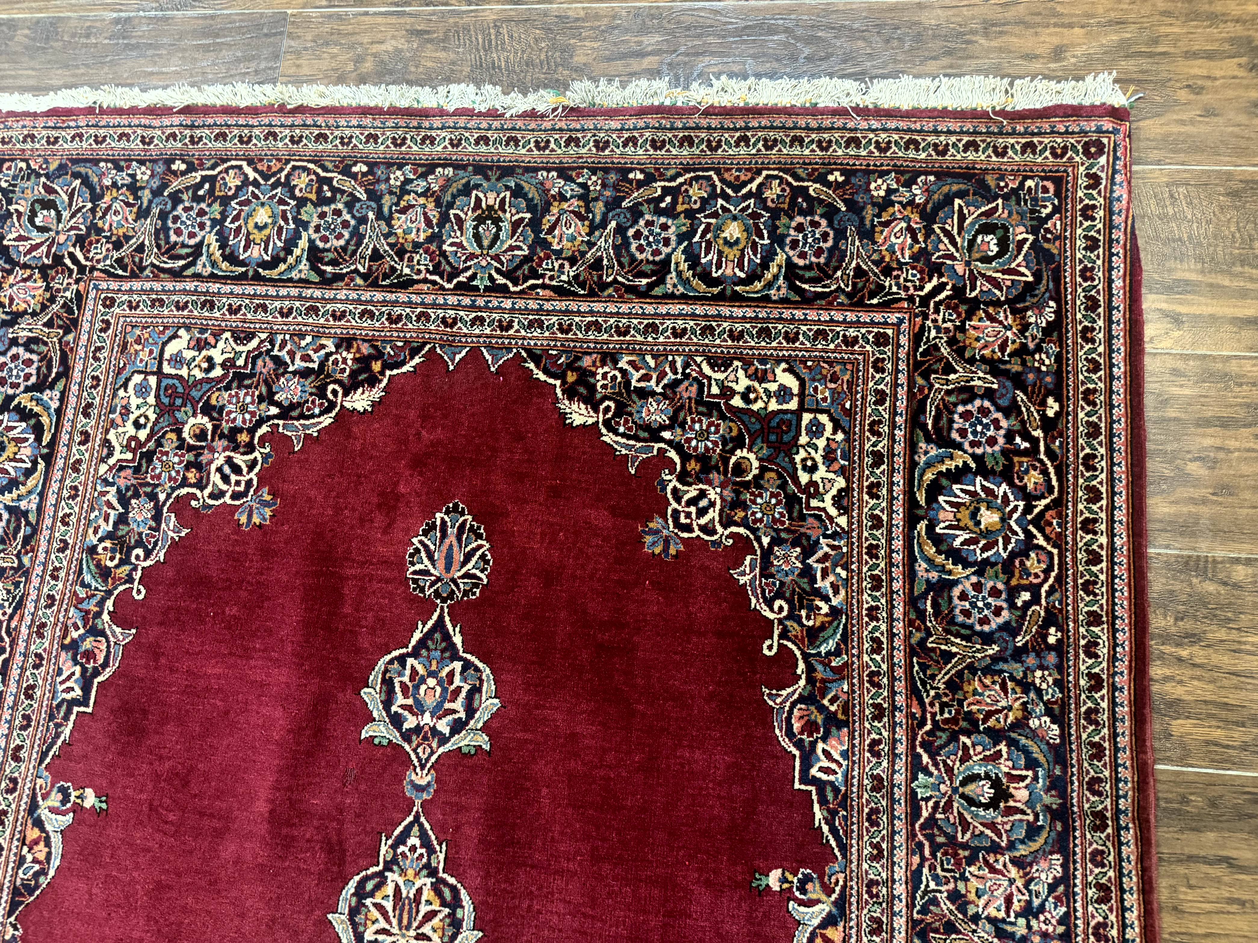 Antique Persian Kashan Rug 4x7, Semi Open Field, Pomegranate Red - Jewel Rugs