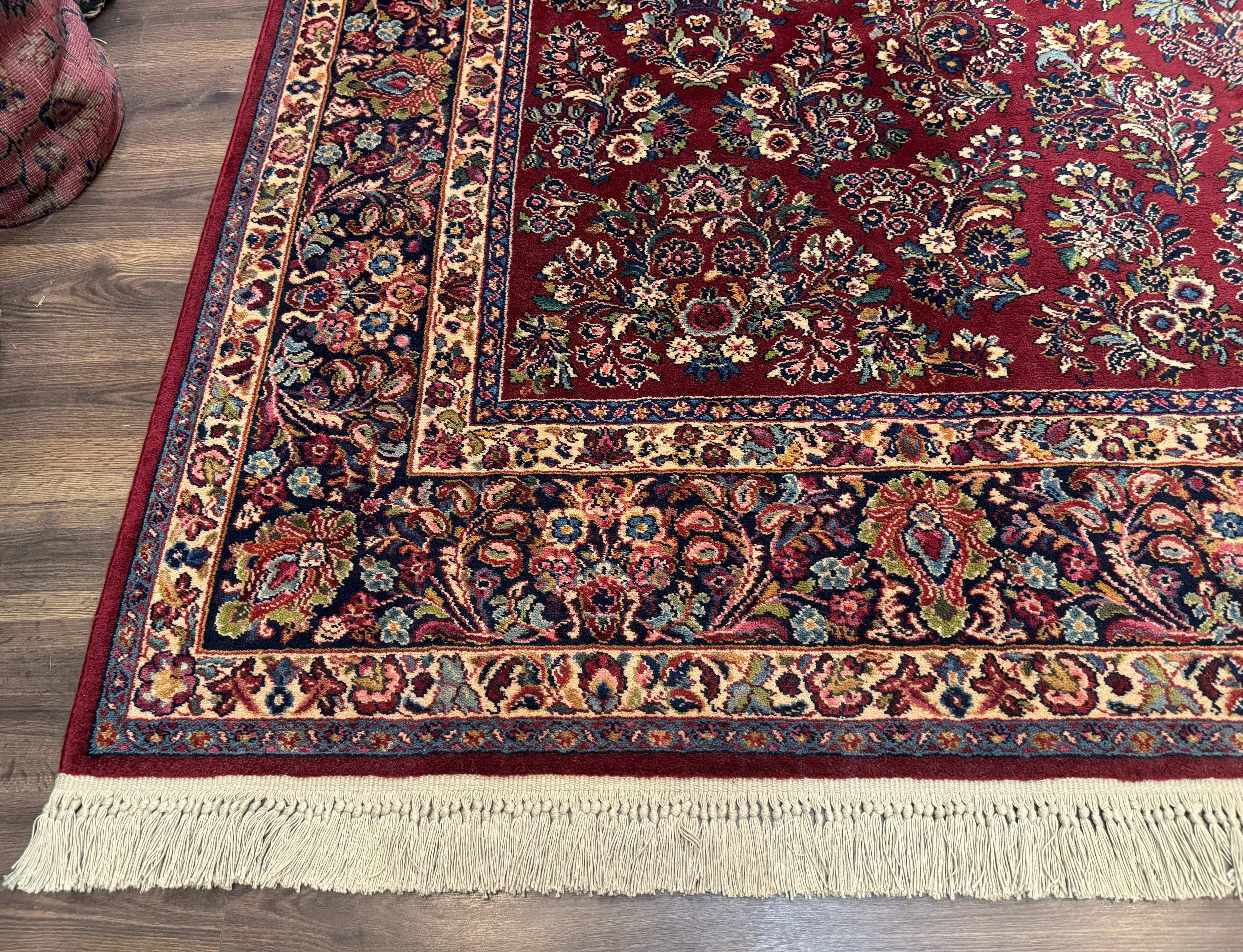 10x14 Karastan Rug Red Sarouk #785, Wool Original 700 Series - Jewel Rugs