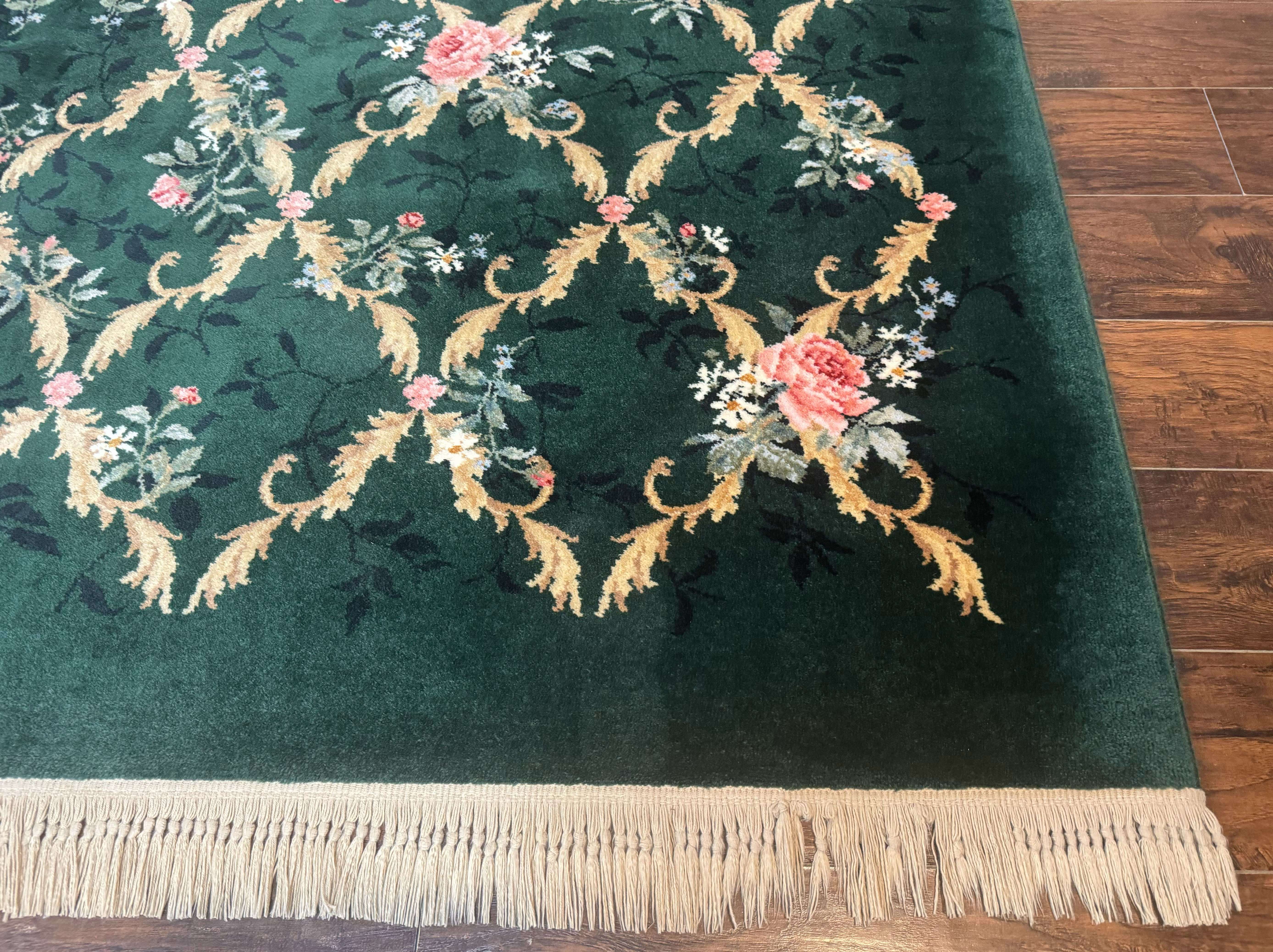 Karastan Garden of Eden Rug 8.8 x 11.8, Green Savonnerie 509/1733, Wool - Jewel Rugs