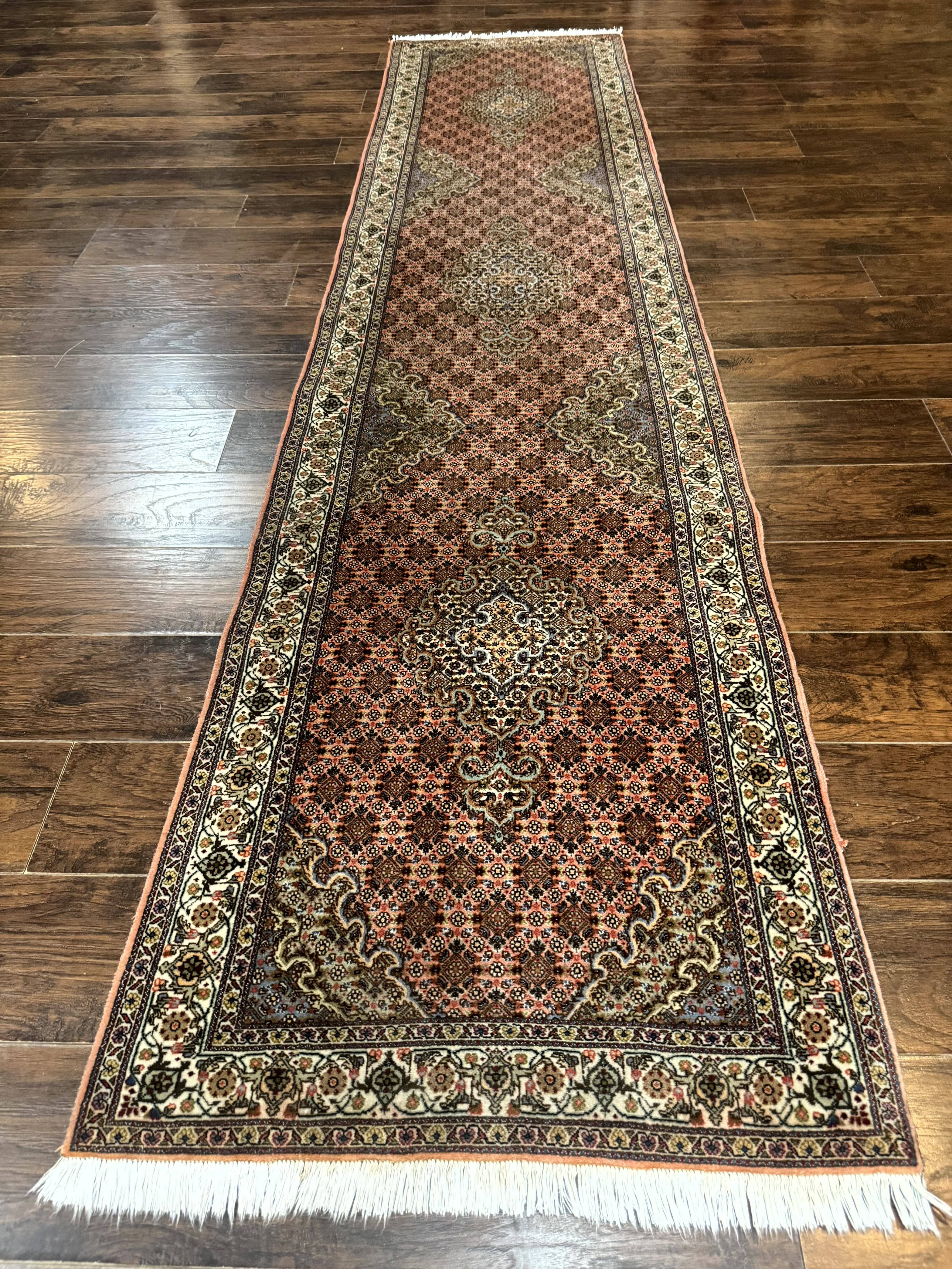 Persian Tabriz Runner Rug for Hallway Herati 320 KPSI Salmon Ivory 2.8 x 11.7 - Jewel Rugs
