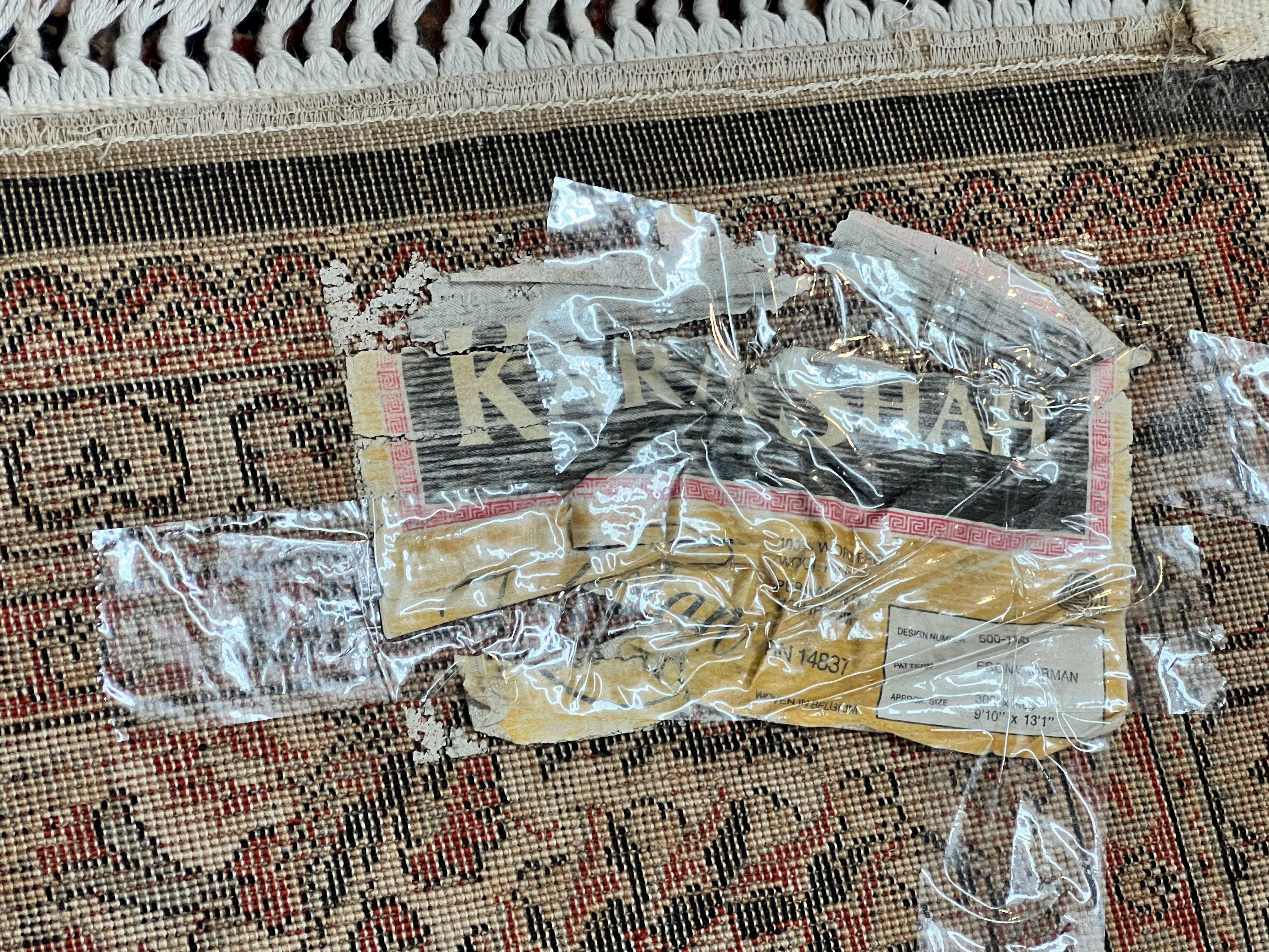 Karastan Rug 10x13, Karastan Ebony Kirman Rug, Room SIzed Wool Pile Vintage Karastan Carpet, Belgium Power Loomed Rug, Black Semi Open Field - Jewel Rugs