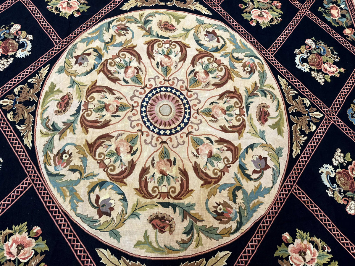 Palace Size Needlepoint Rug 12x20, European French English Aubusson Fl ...