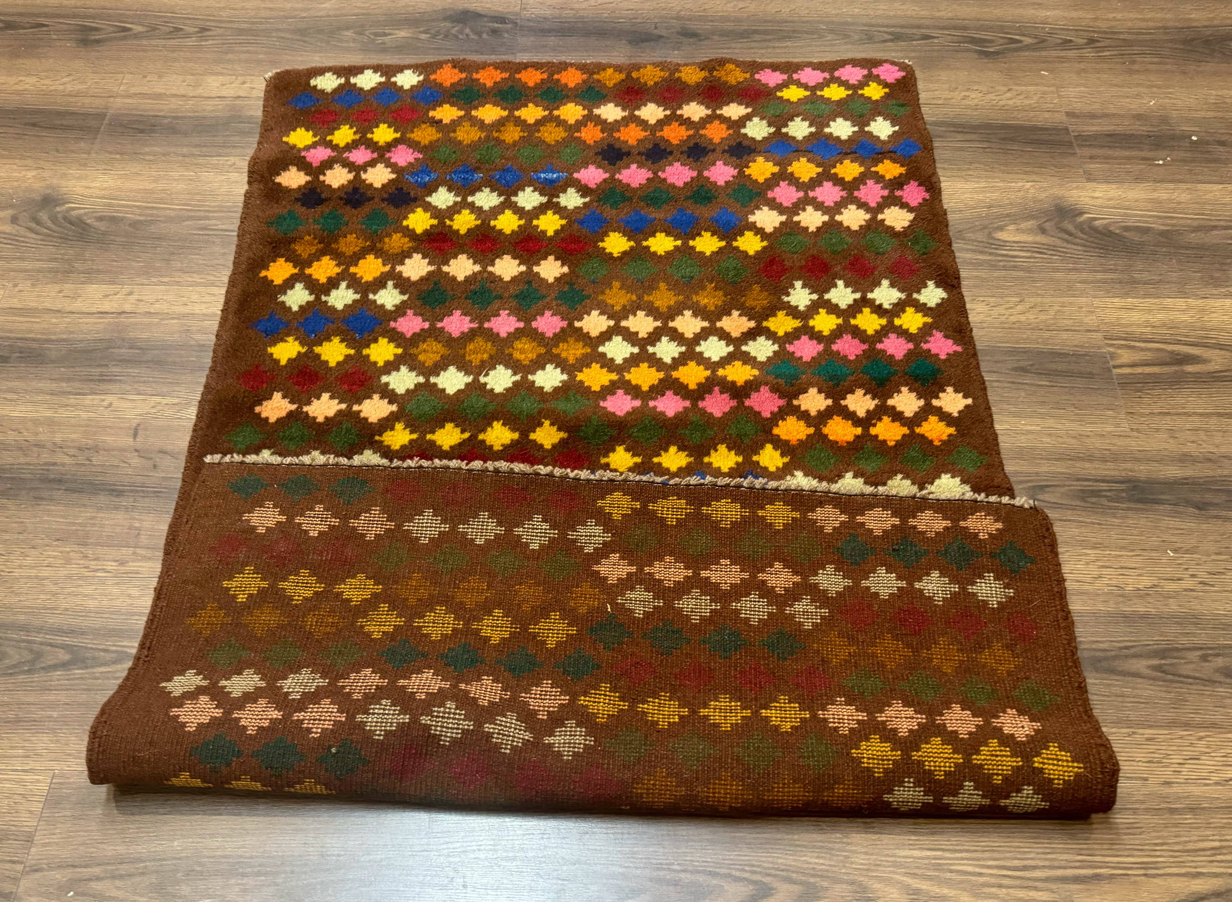 Afghan Balouch Rug 3x5 Multicolor Vintage Handmade Wool Carpet - Jewel Rugs