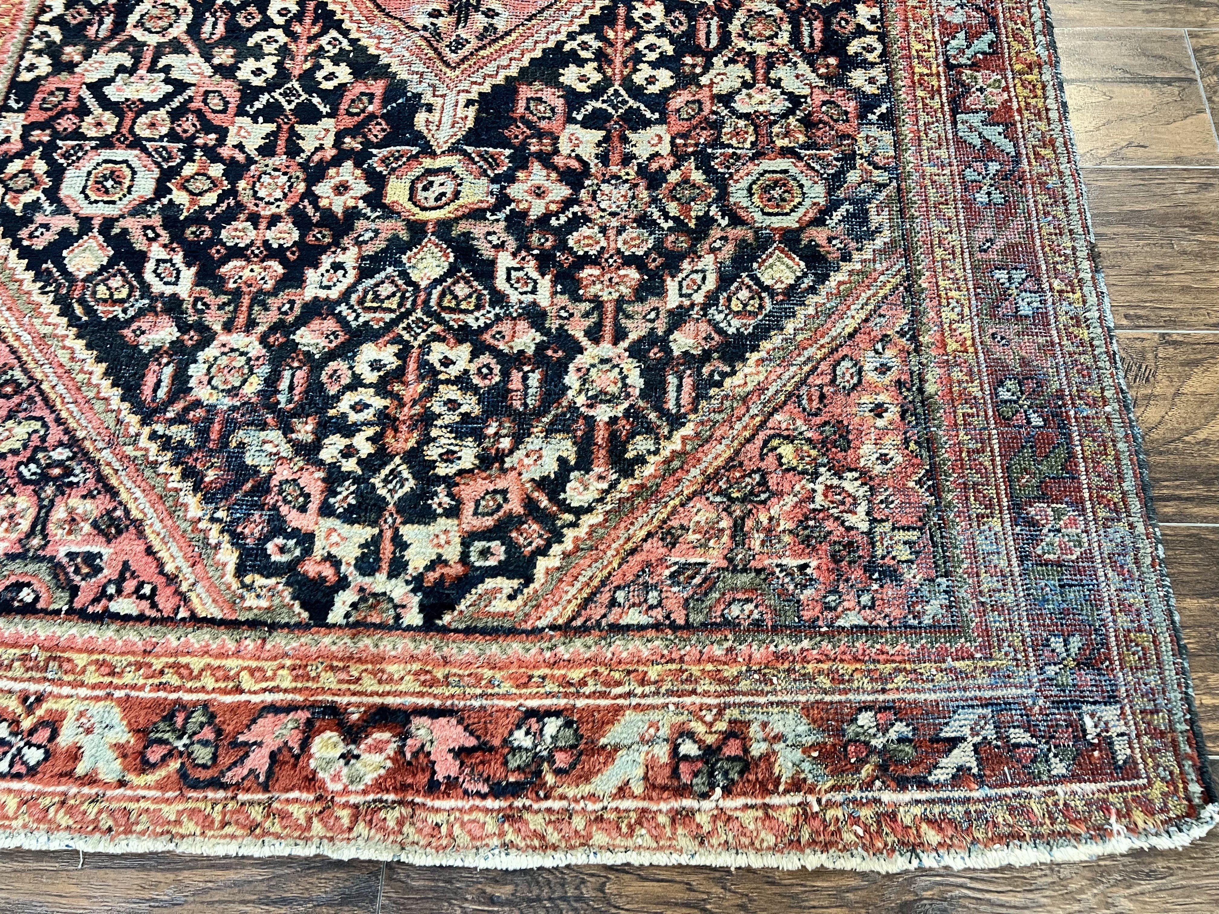 Antique Persian Mahal Rug 4x7, Wool Hand Knotted Tribal Geometric Carpet - Jewel Rugs