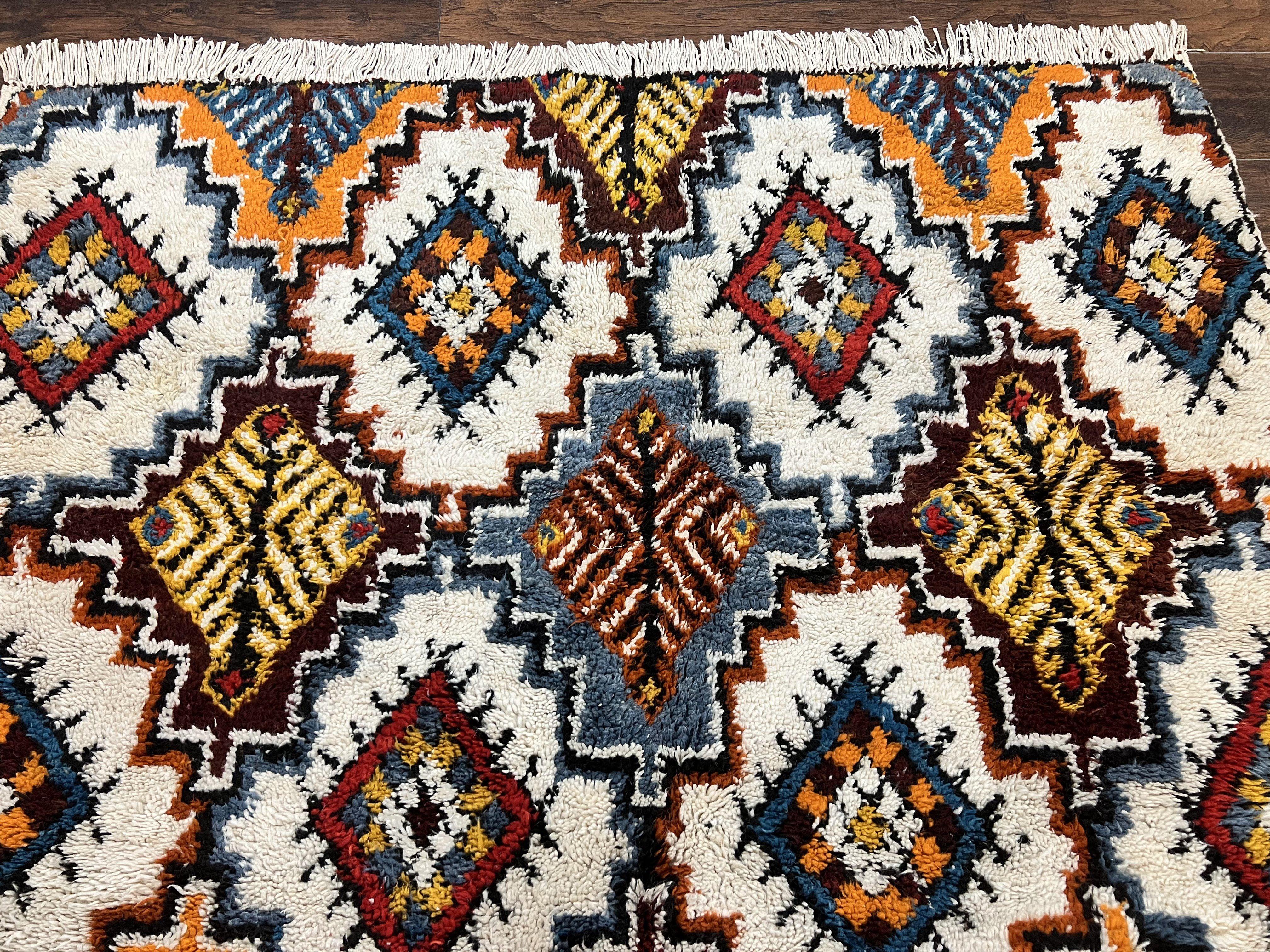 Moroccan Rug 5.9 x 7.6, Colorful Geometric Panel, Soft Wool, Handmade, Multicolor, Vintage Moroccan Carpet, Berber Rug, Rabat Rug - Jewel Rugs