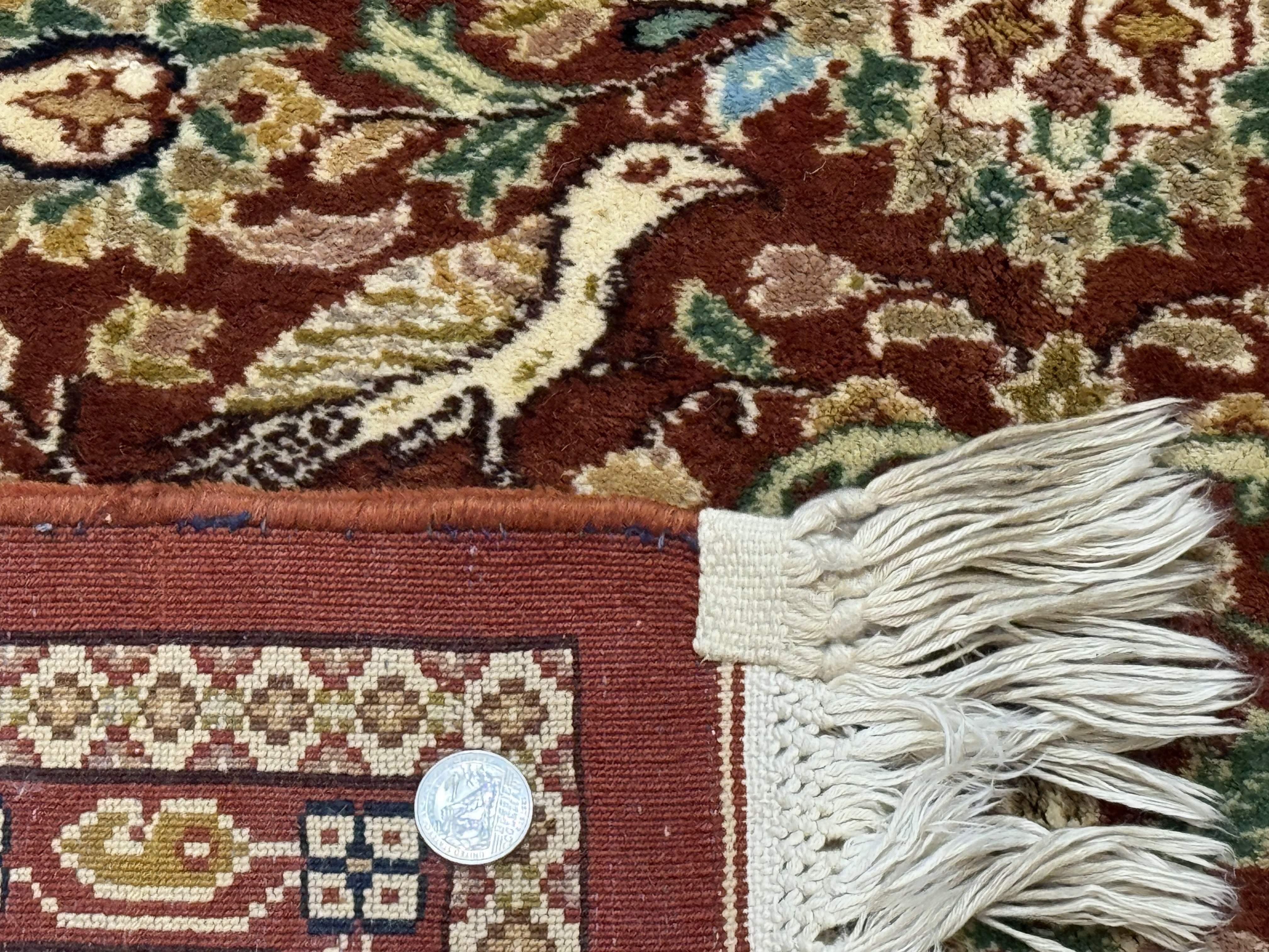 Tree of Life Indian Kashmiri Rug 6x9, Rust Red and Cream, Animal Pictorials, Fine 290 KPSI - Jewel Rugs