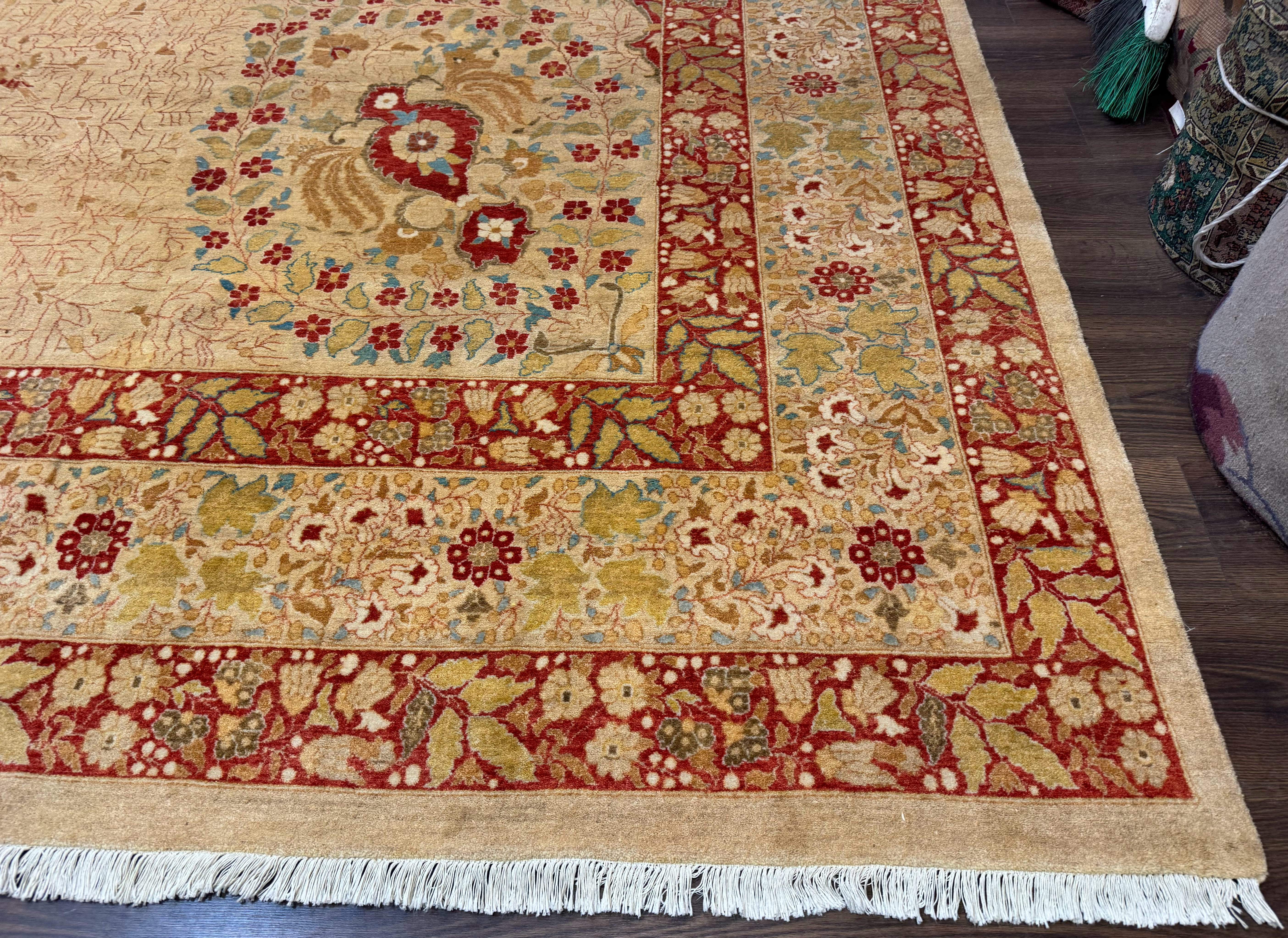 Palace Size Pak Persian Rug 13x17, Haji Jalili Design, Beige and Rust, Wool Hand Knotted, Fine 260 KPSI - Jewel Rugs