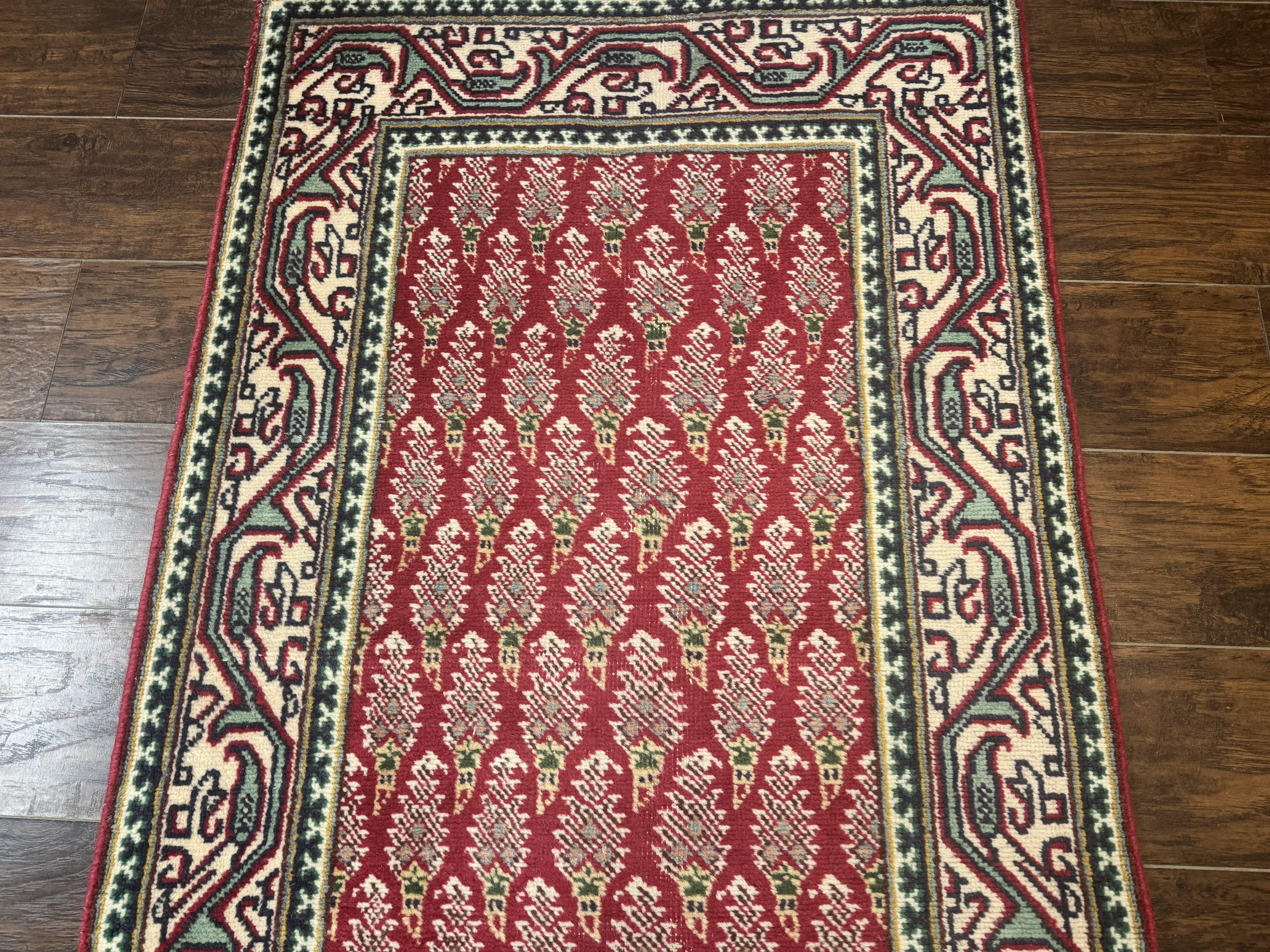 Persian Tabriz Runner Rug 3x16, Paisley Boteh Design, Red and Cream, Rug for Hallway, 16ft Wool Runner - Jewel Rugs