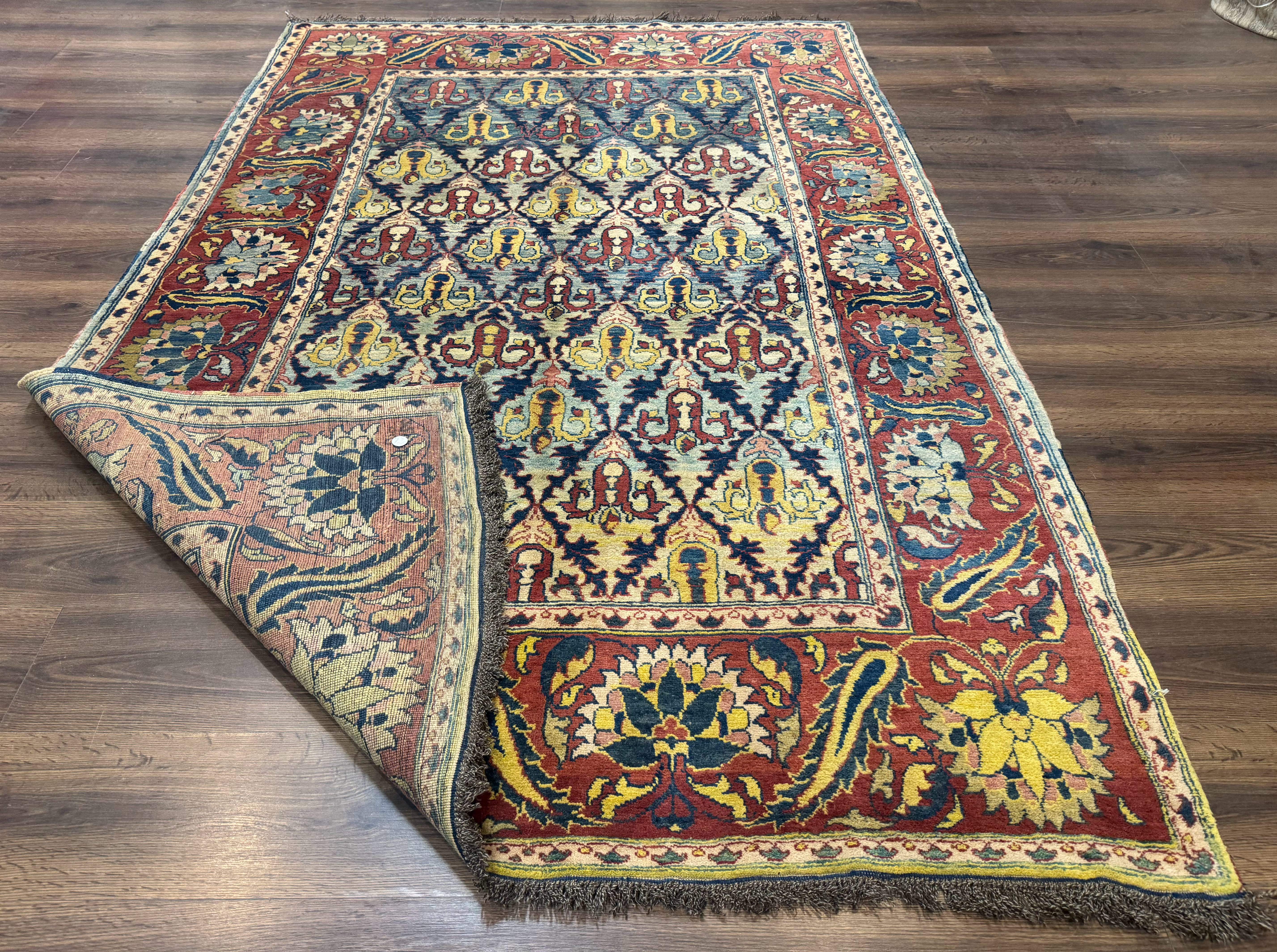 Pak Persian Rug 6x8, Blue Red Multicolor, Unique Design, Hand Knotted, Wool - Jewel Rugs