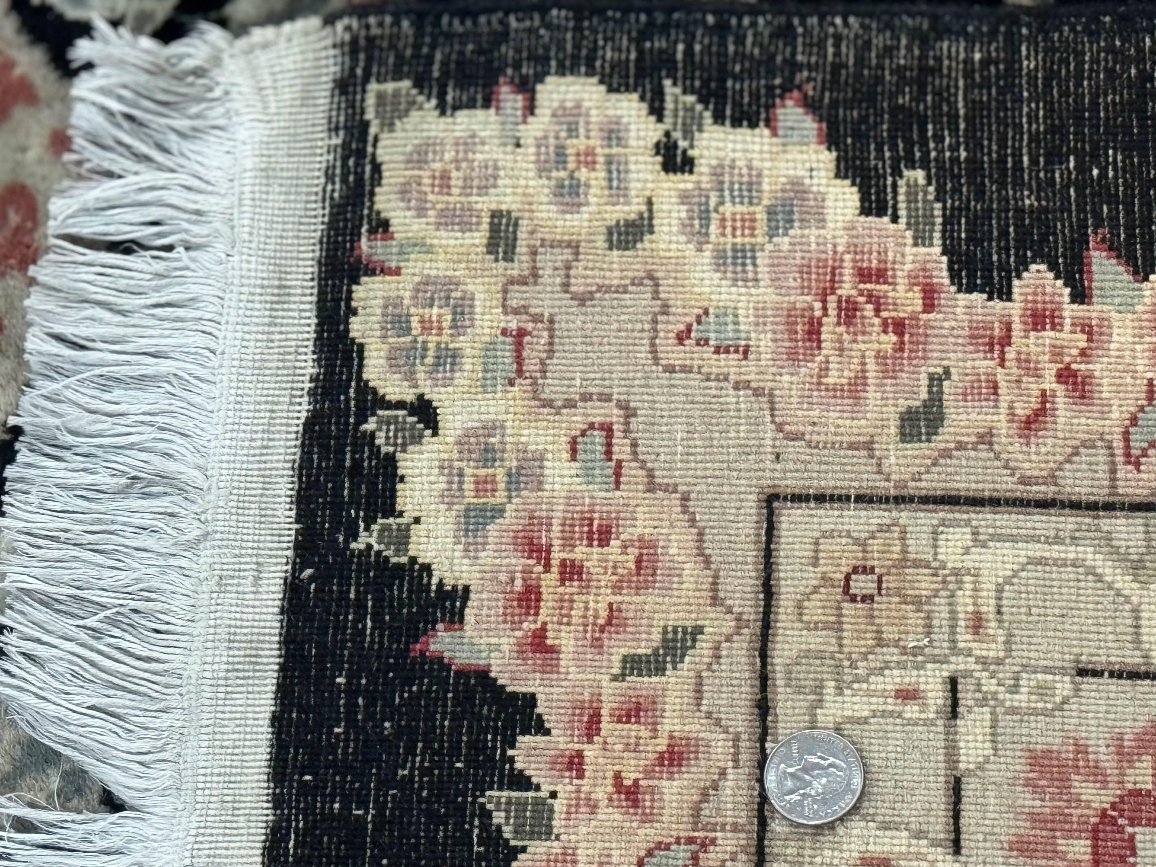 Pak Persian Tabriz Rug 8.6 x 11.6, Black Pink, Traditional Elegant Formal Oriental Carpet, Dining Room Rug, Fine 225 KPSI - Jewel Rugs