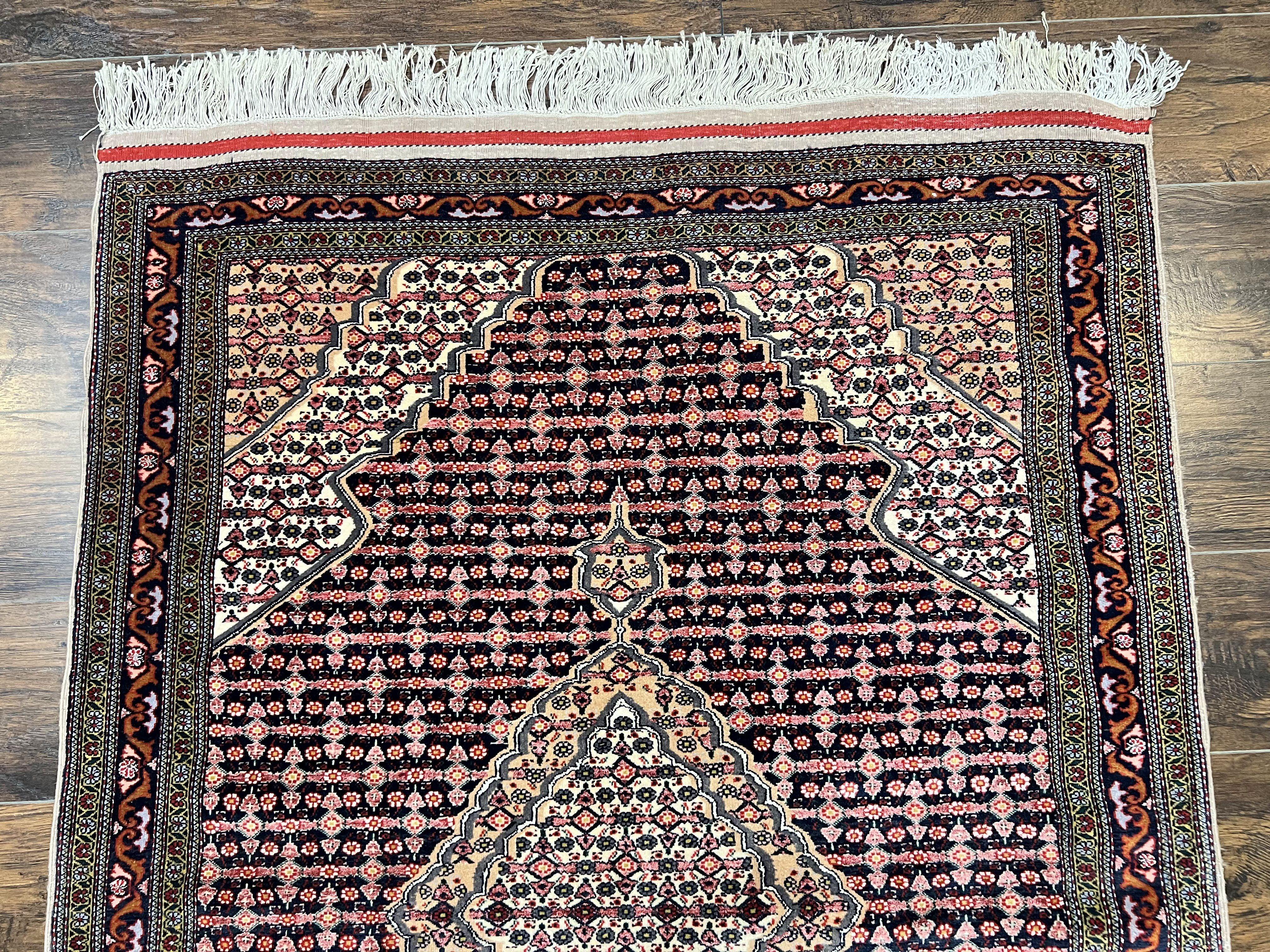 Afghan Rug 4x5, Wool with Silk Highlights, Very Fine Hand Knotted Vintage Oriental Carpet, Herati Pattern, Persian Rug, Bidjar Rug, 400 KPSI - Jewel Rugs