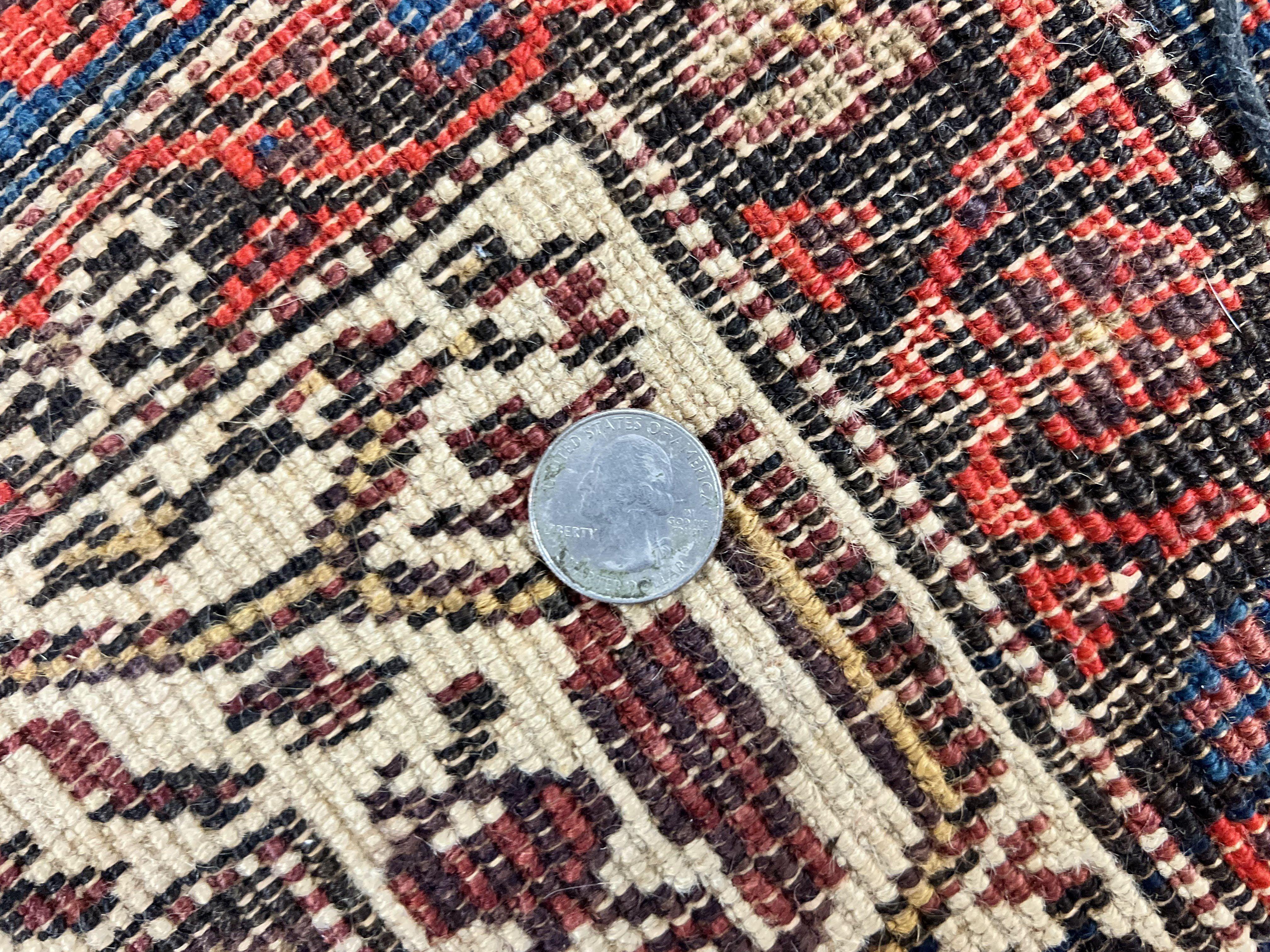 Persian Kurdish Rug 5x6, Wool Hand Knotted Vintage Carpet, Red Blue Cream, Boteh Paisley Pattern, 5 x 6 Medium Sized Oriental Rug - Jewel Rugs