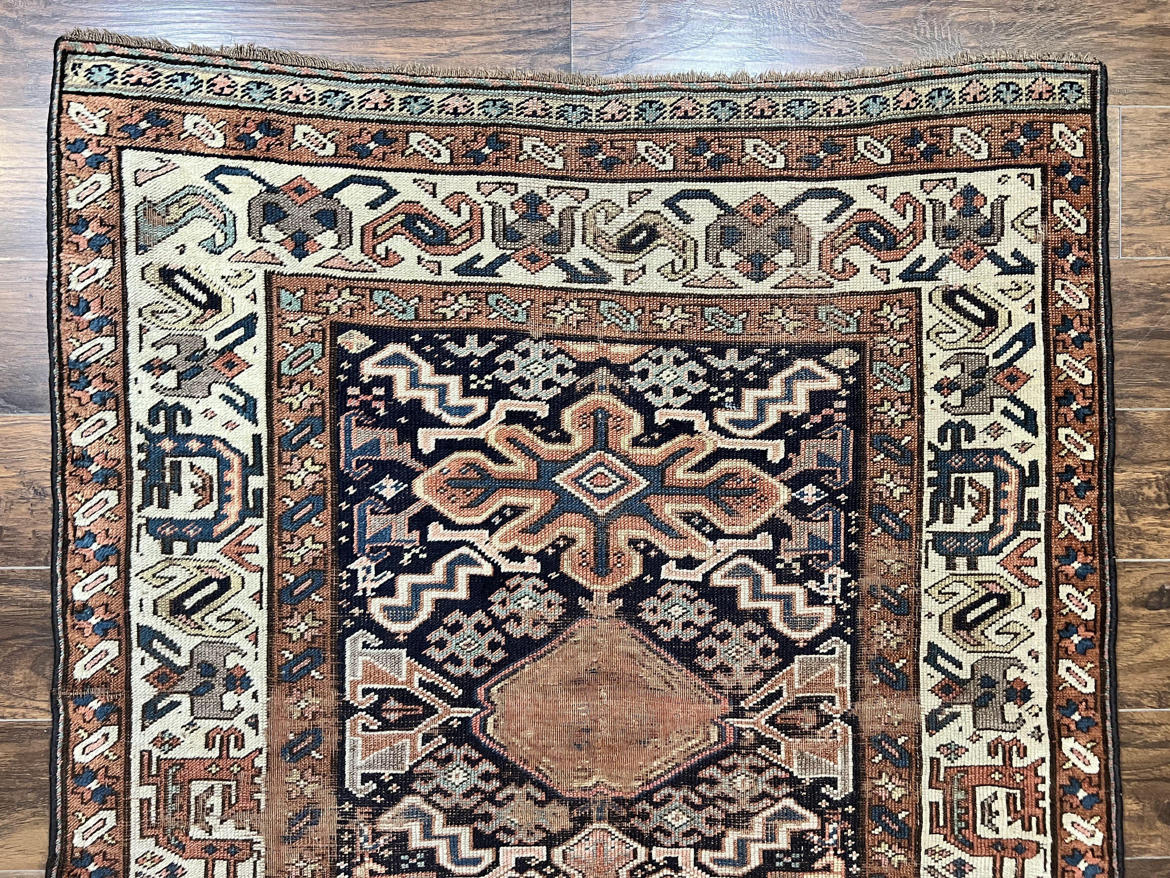 Antique Persian Tribal Runner Rug 4.6 x 9.8, Kurdish Runner, Rug for Hallway or Kitchen, 1920s Carpet, Wool Handmade Rug - Jewel Rugs