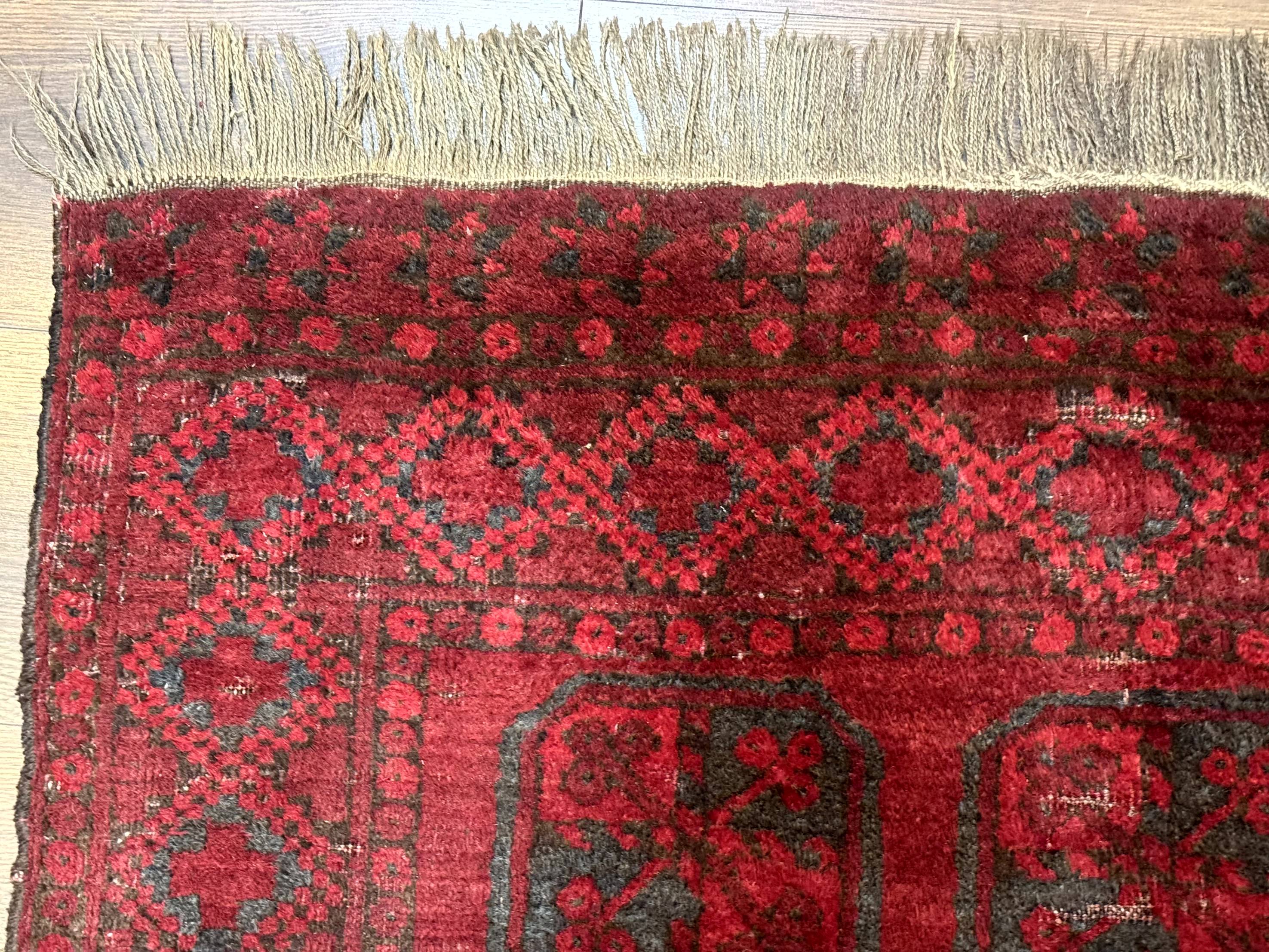 Afghan Turkoman Bokhara Bashir Rug 3x6, Red - Jewel Rugs