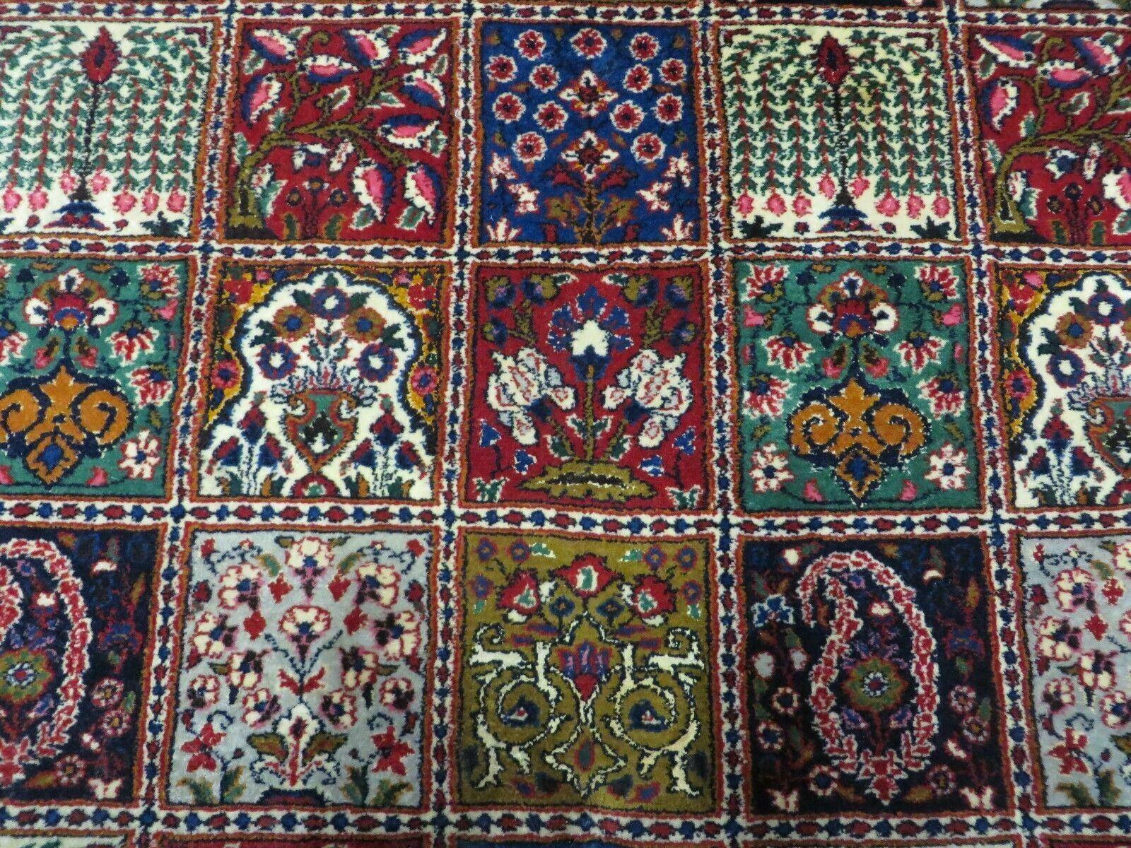 Wonderful Persian Bakhtiari Rug 8x11, Panel Design Animal Pictorials, Handmade Semi Antique Vintage Oriental Carpet, Multicolor Room Sized Wool & Silk - Jewel Rugs