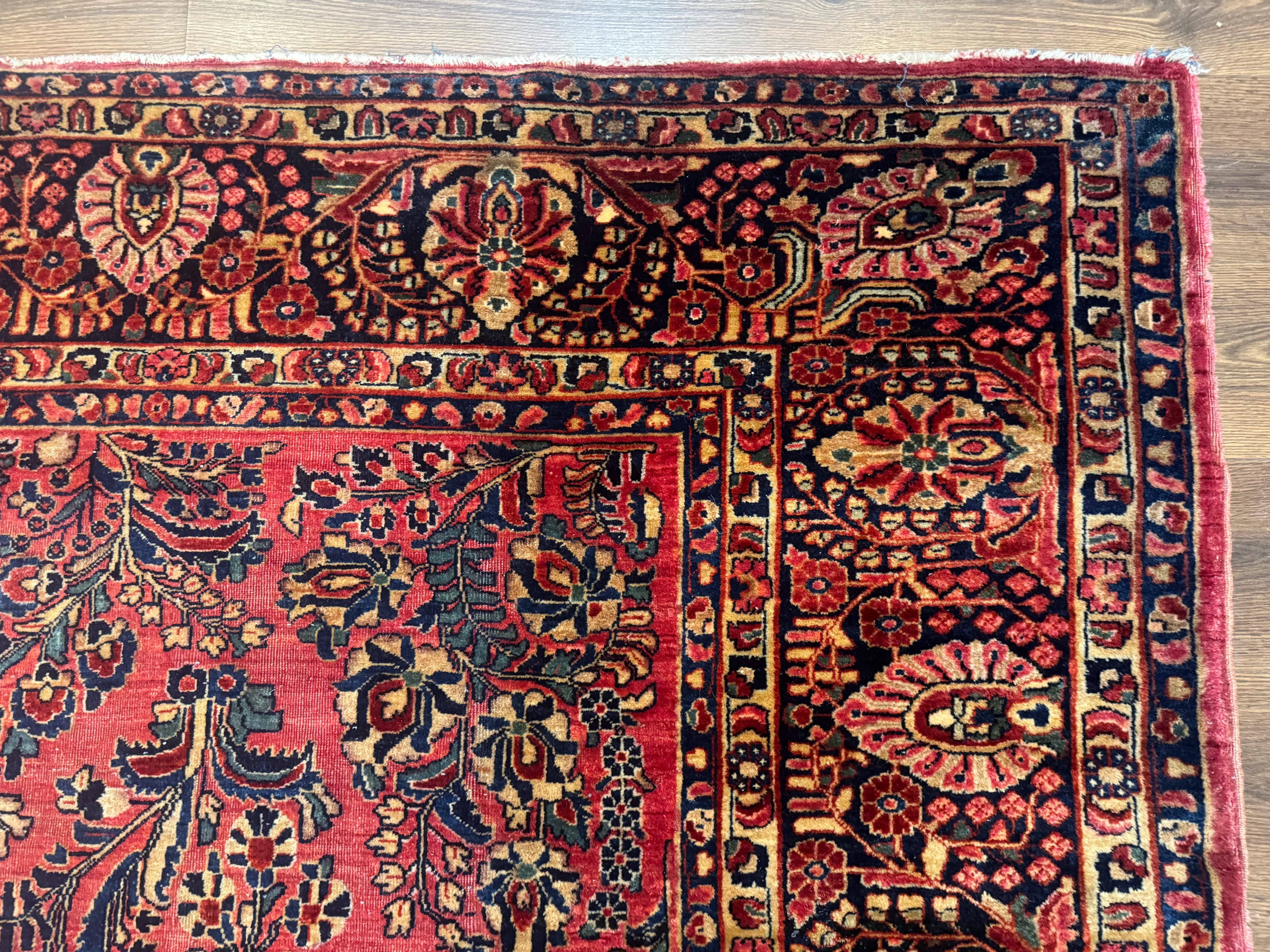 Antique Persian Sarouk Rug 9x12, Red, Floral - Jewel Rugs