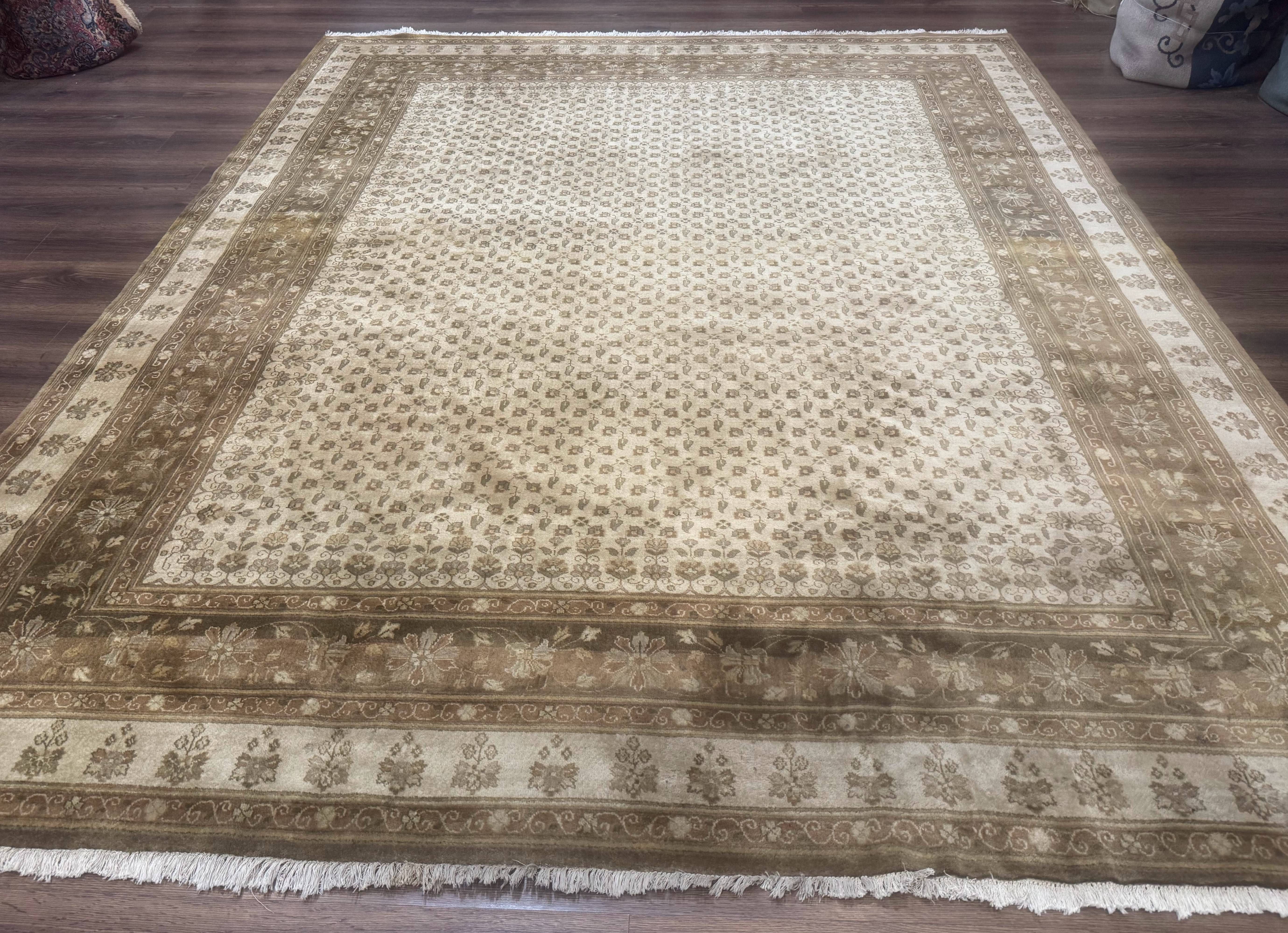 Indo Persian Rug, Allover Pattern, Beige, Wool Handmade Carpet - Jewel Rugs