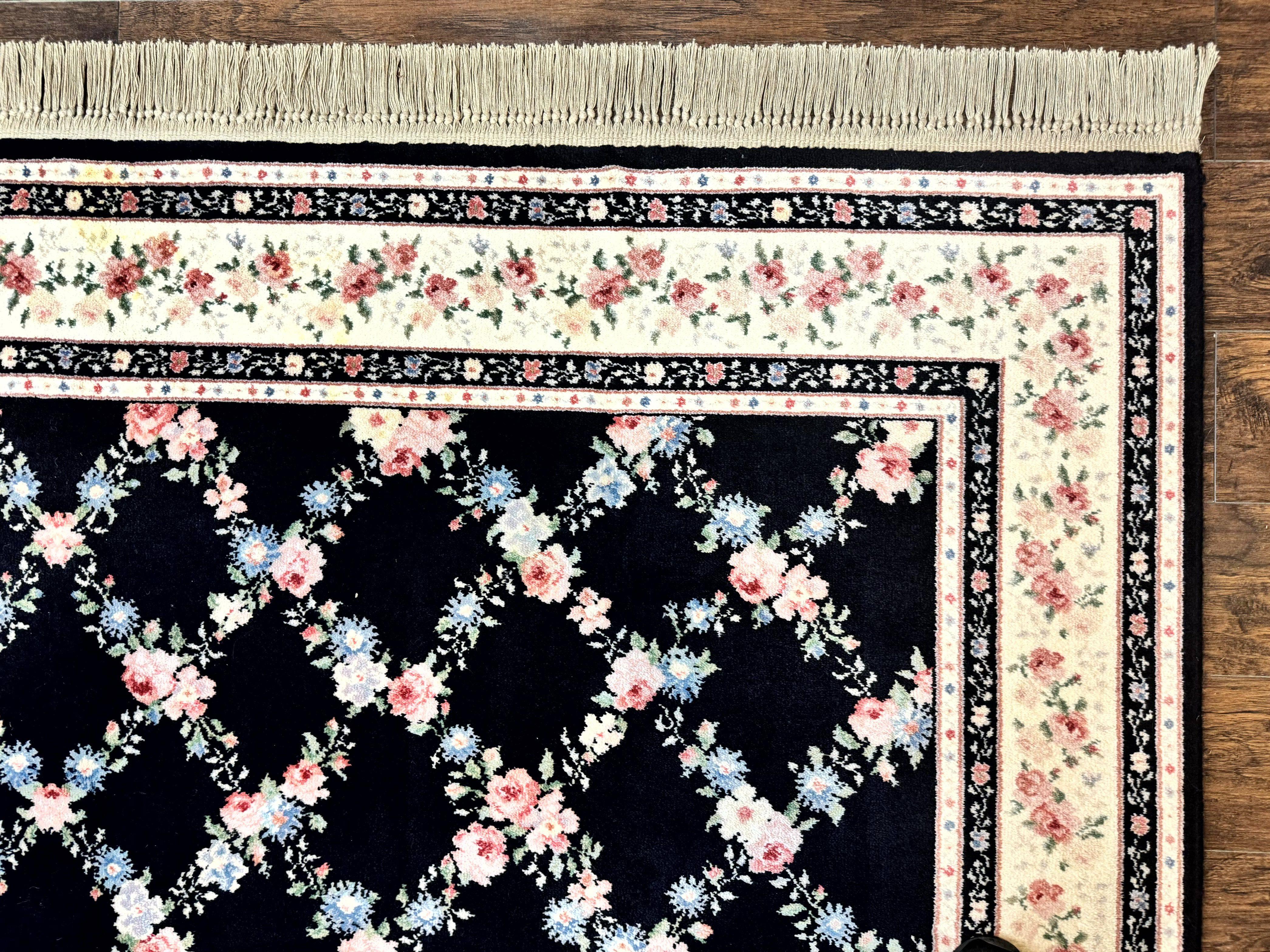 Karastan Rug 8.8 x 12, Garden of Eden #509/1270, Ebony Trellis, Vintage Discontinued Wool Pile Karastan Carpet - Jewel Rugs