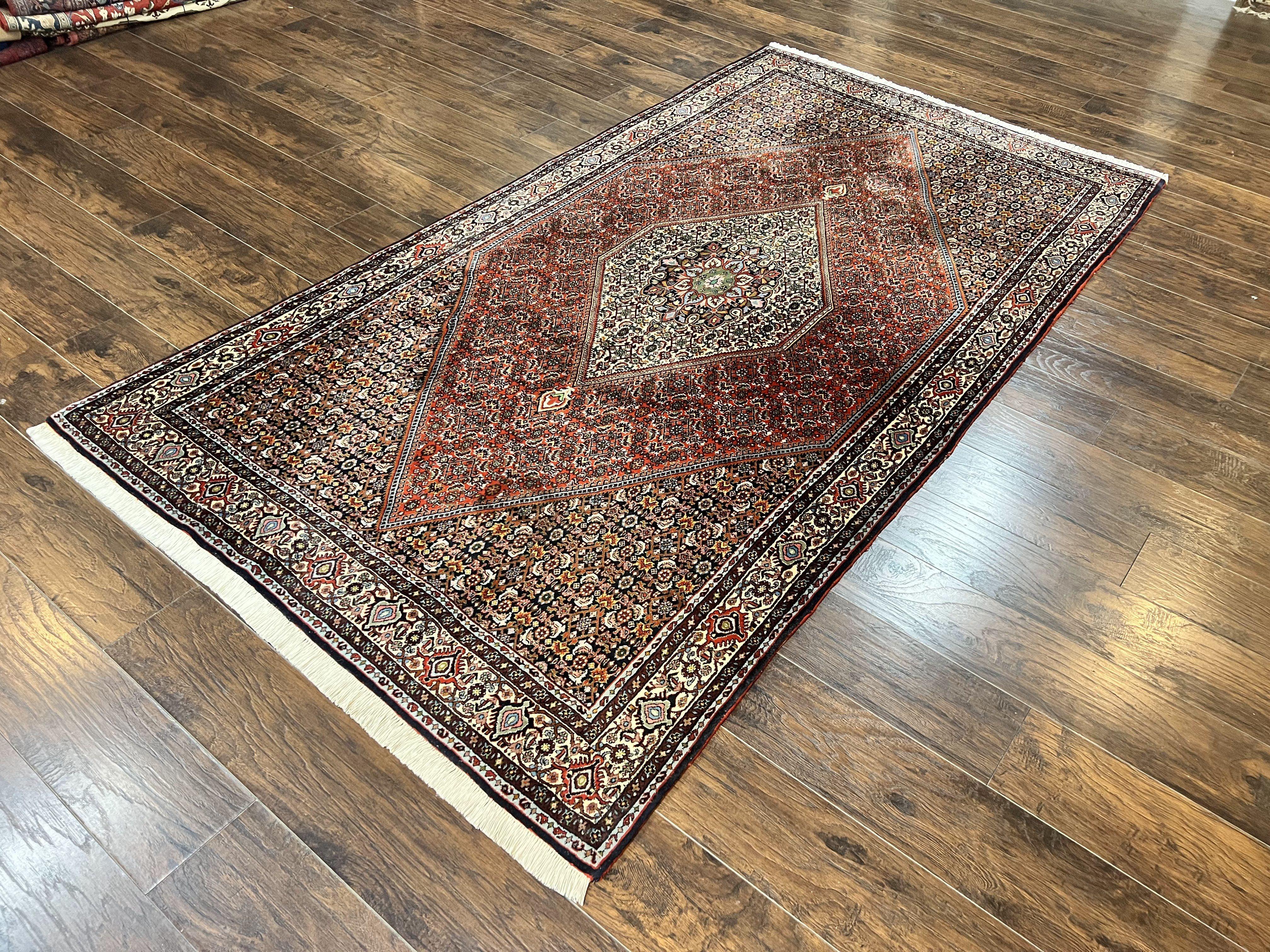 Persian Bidjar Rug 5x10, Wool Hand Knotted Vintage Carpet, Highly Detailed, Mahi Herati Pattern, 5 x 10 Oriental Rug - Jewel Rugs